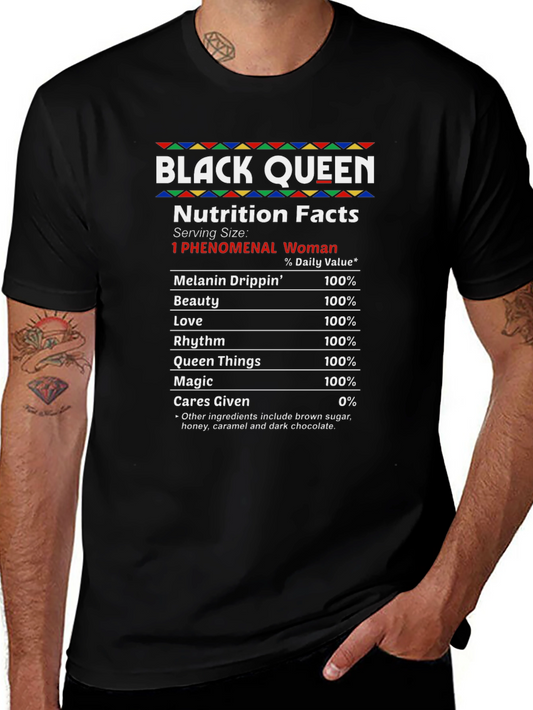 Black Queen Nutrition Facts Graphic T-Shirt