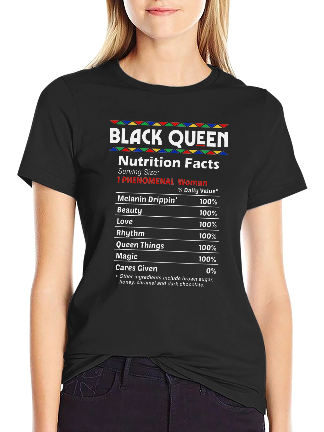 Black Queen Nutrition Facts Graphic T-Shirt