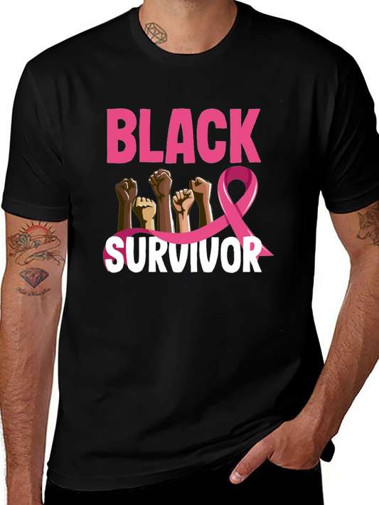 Black Survivor Breast Cancer Awareness T-Shirt