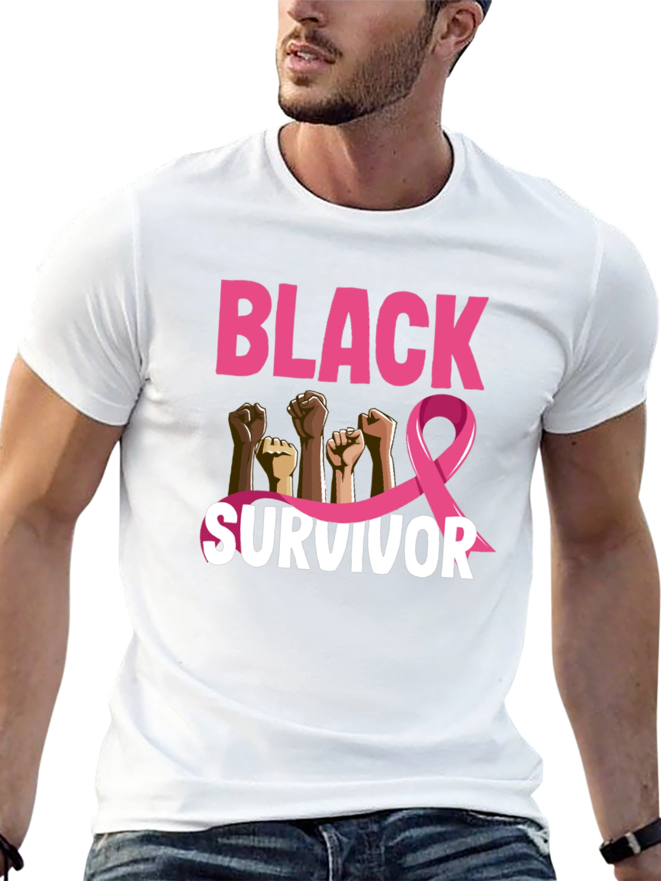 Black Survivor Breast Cancer Awareness T-Shirt