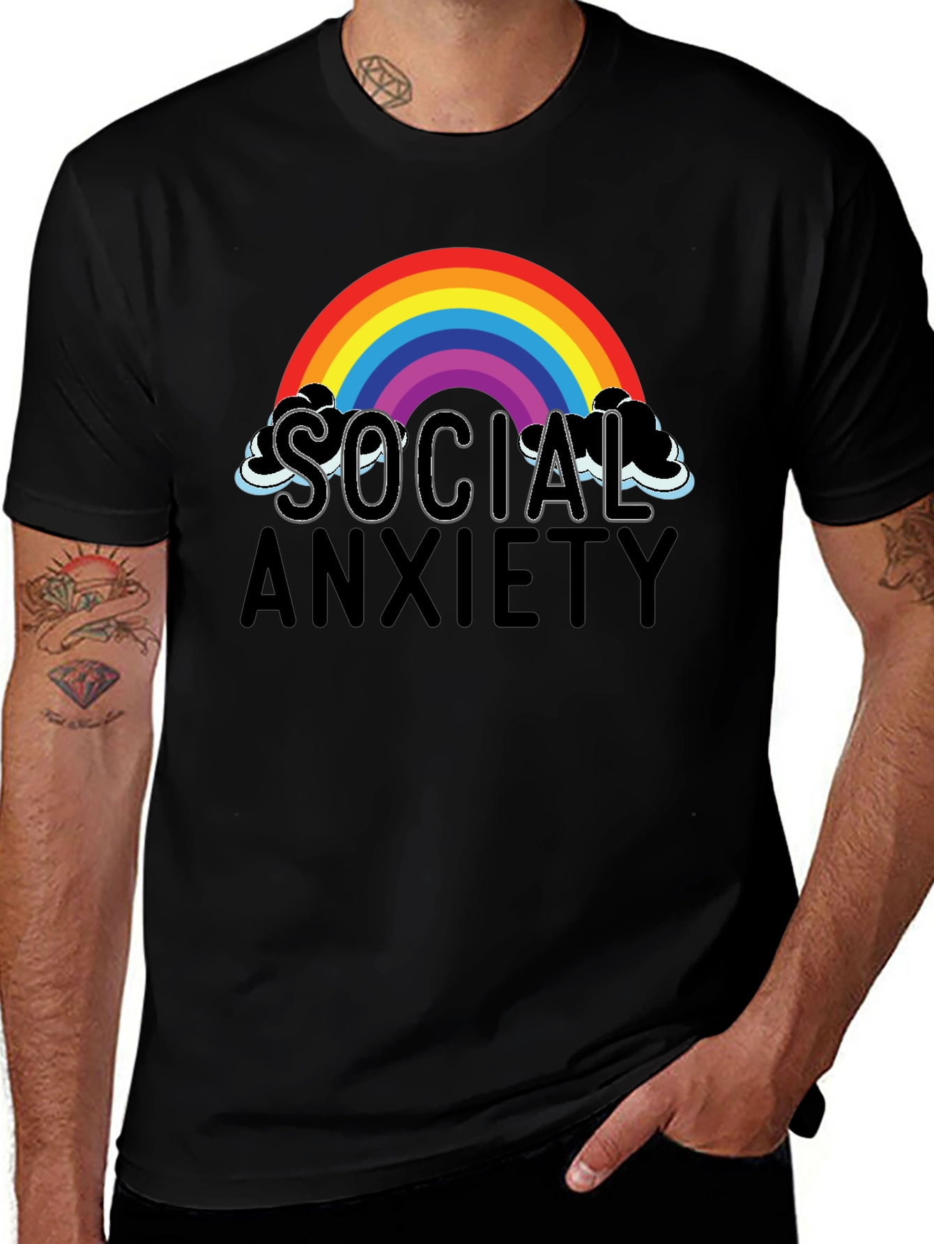 Social Anxiety Rainbow Graphic T-Shirt