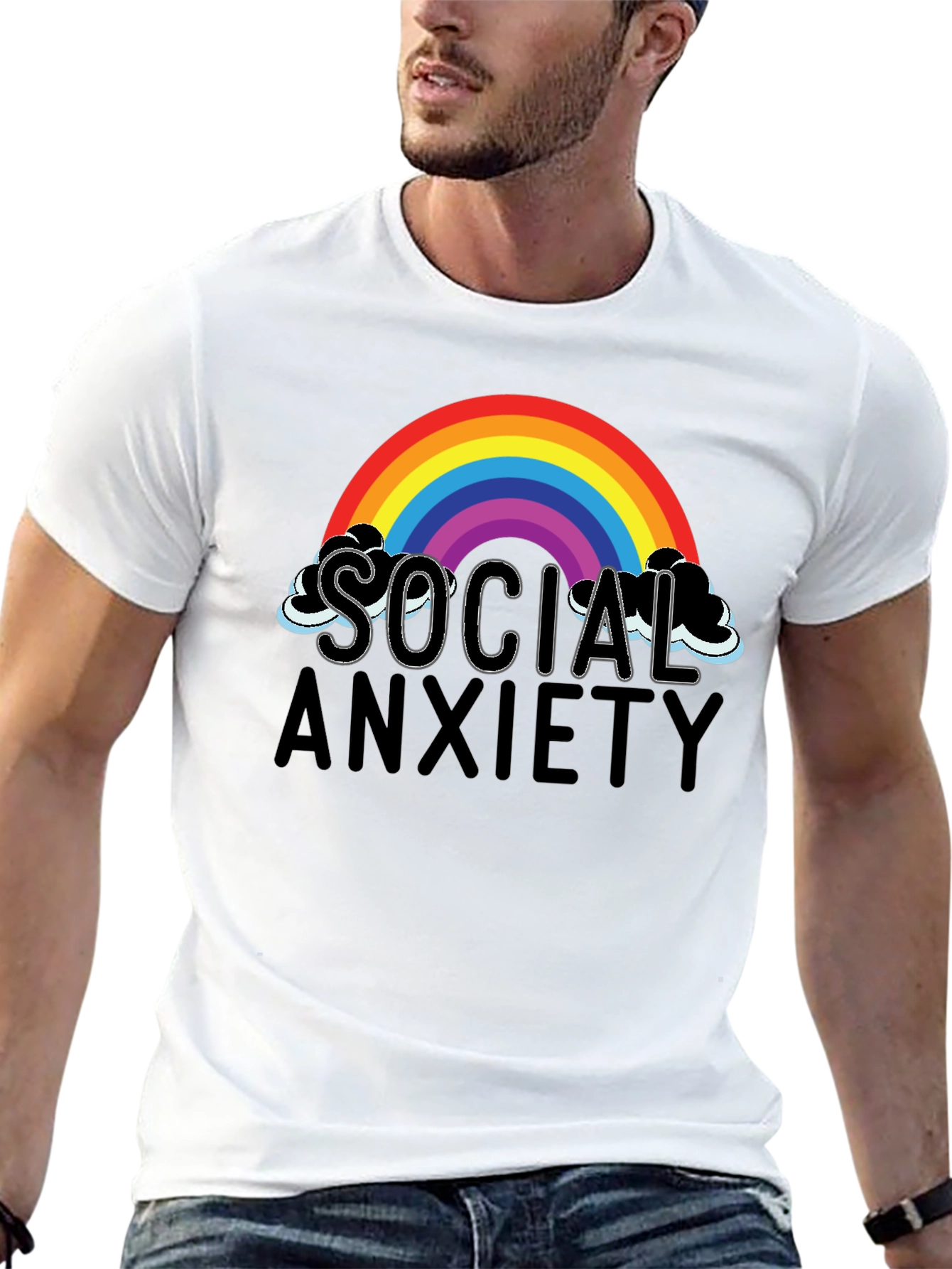 Social Anxiety Rainbow Graphic T-Shirt