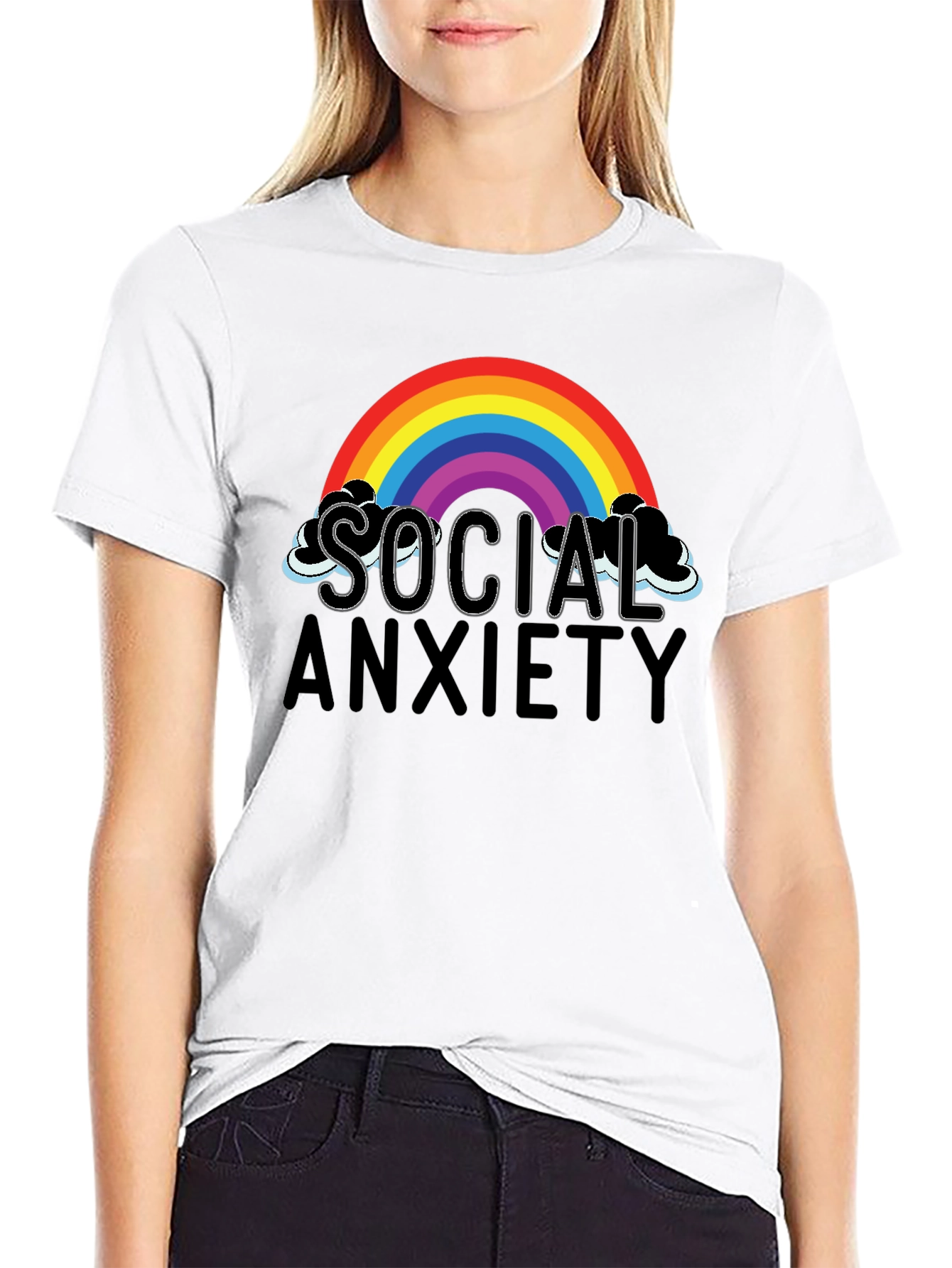 Social Anxiety Rainbow Graphic T-Shirt