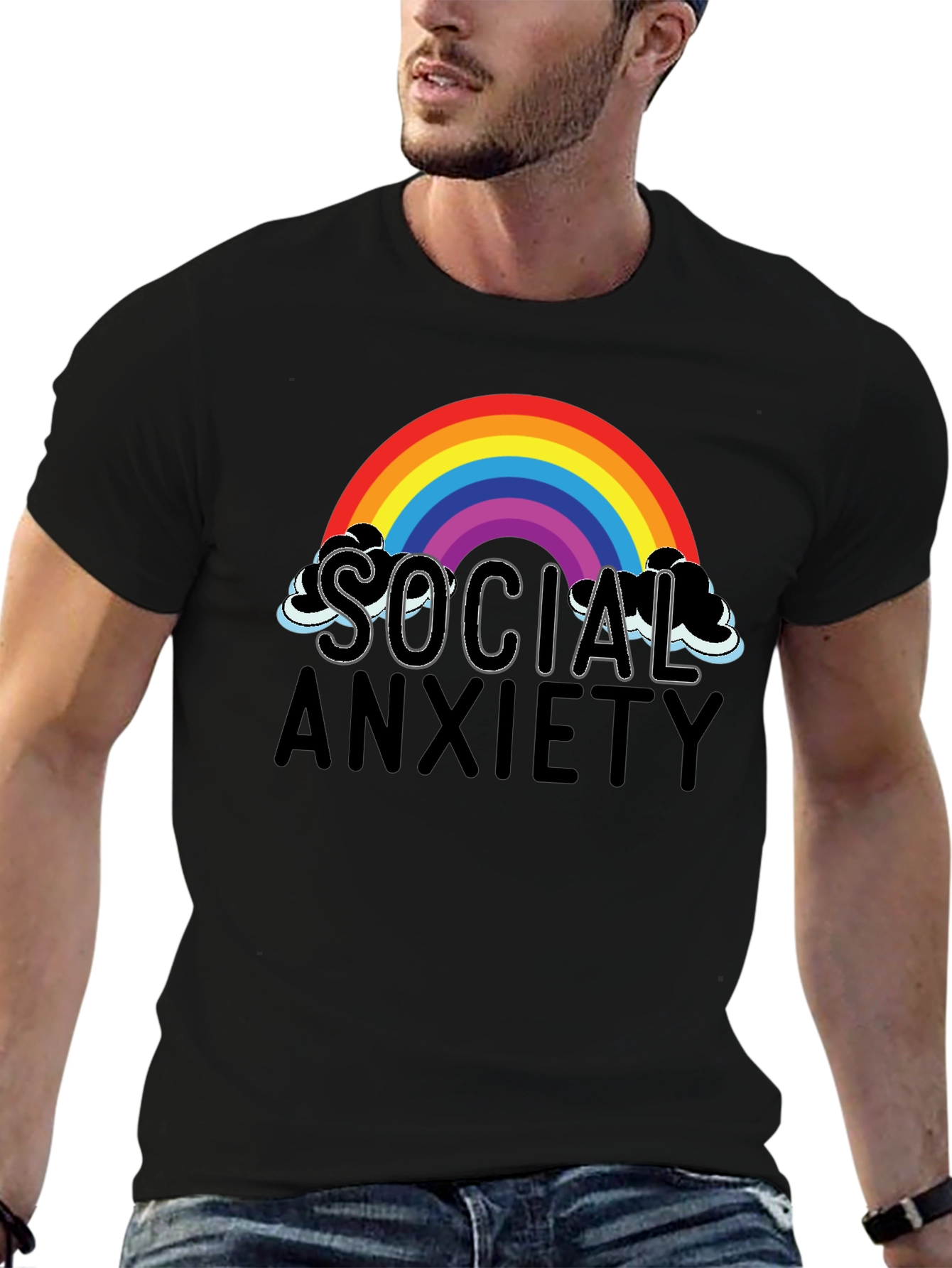 Social Anxiety Rainbow Graphic T-Shirt