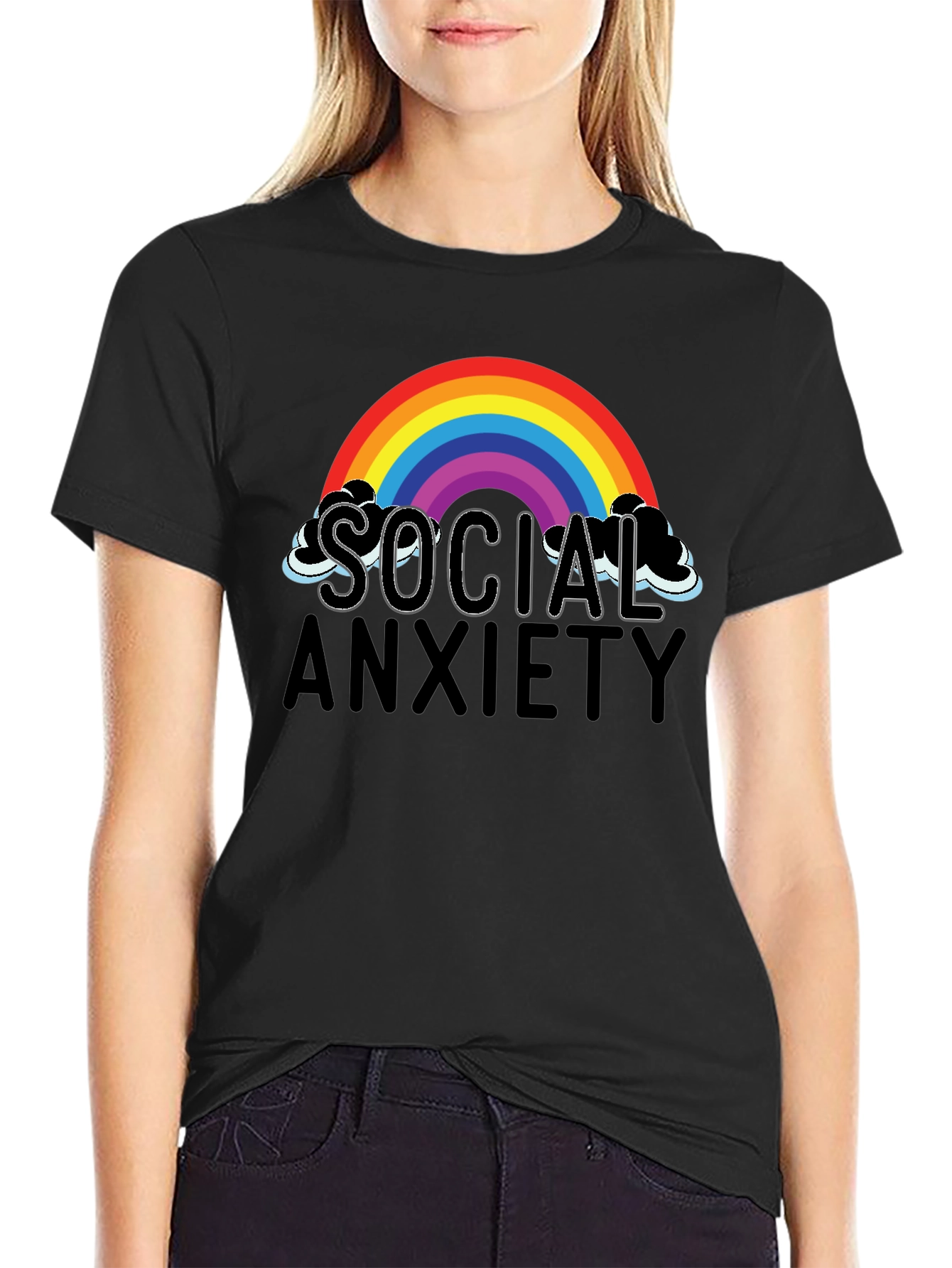 Social Anxiety Rainbow Graphic T-Shirt