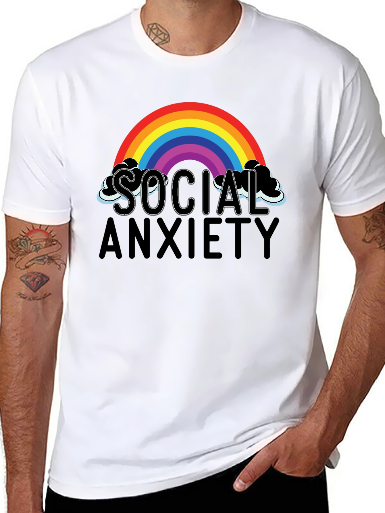 Social Anxiety Rainbow Graphic T-Shirt