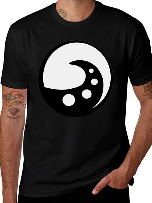 Yin Yang Moon Phase Graphic Tee - Black Cotton Shirt