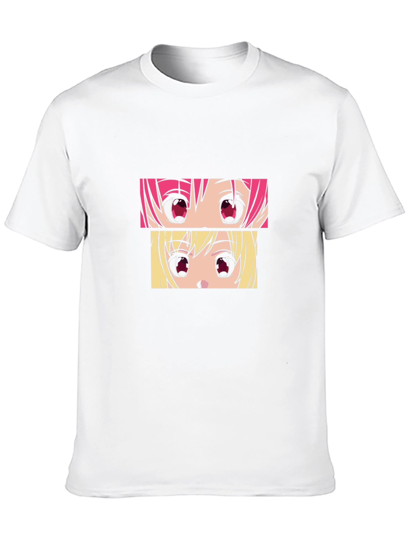 Anime Eyes Graphic Tee - Black Cotton T-Shirt