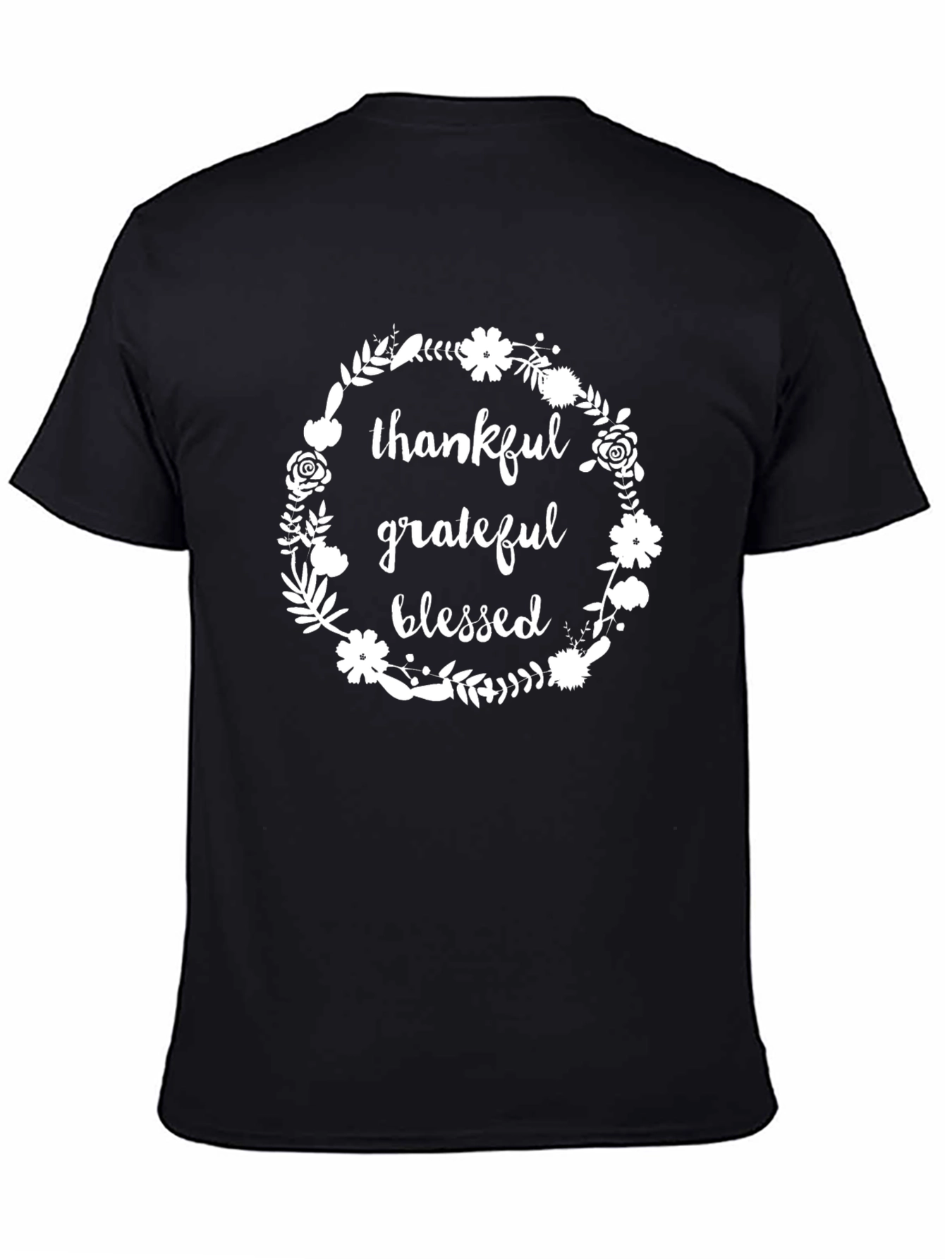 Thankful Grateful Blessed Floral Wreath Tee