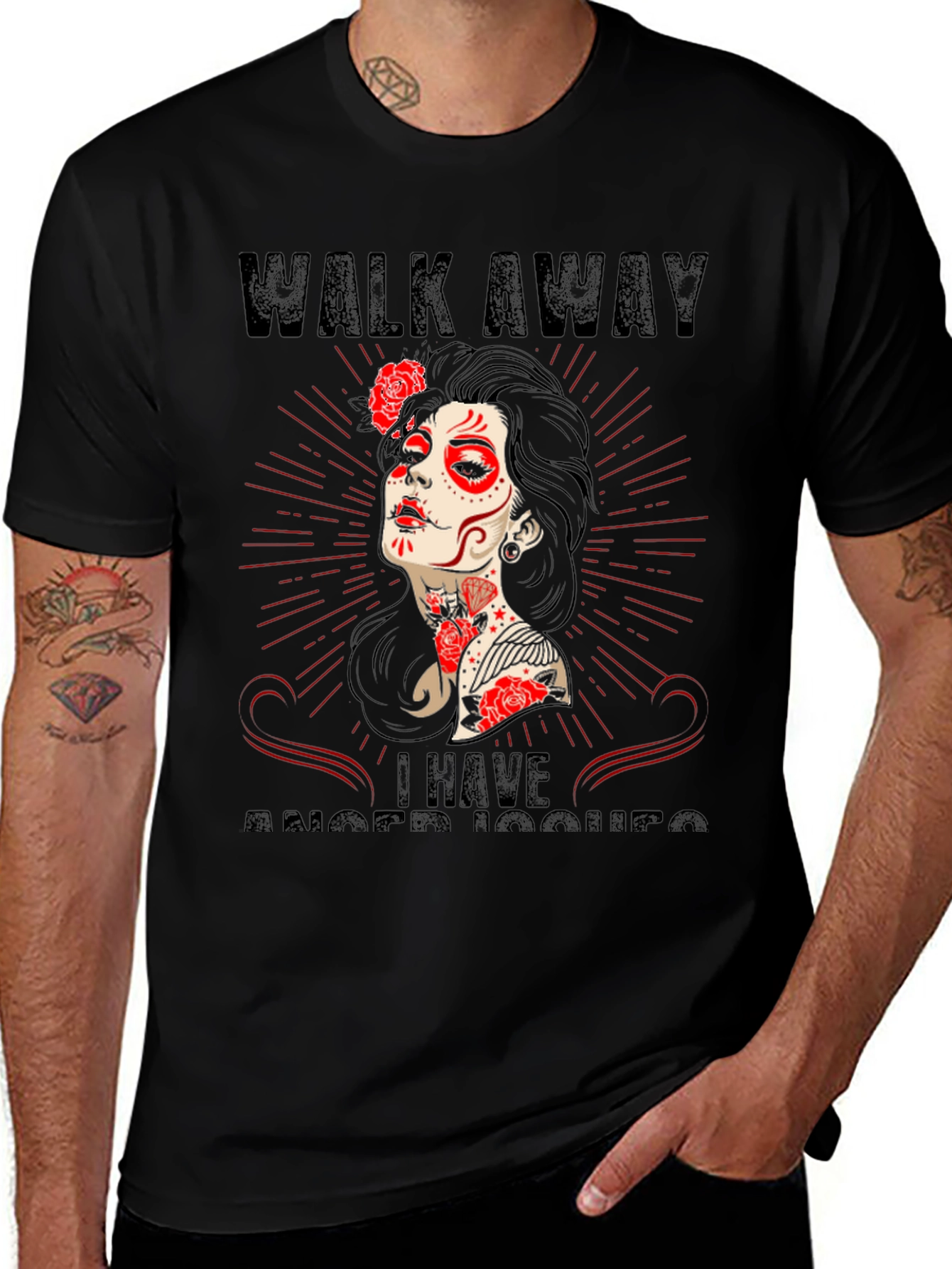 Walk Away Anger Issues Sugar Skull T-Shirt