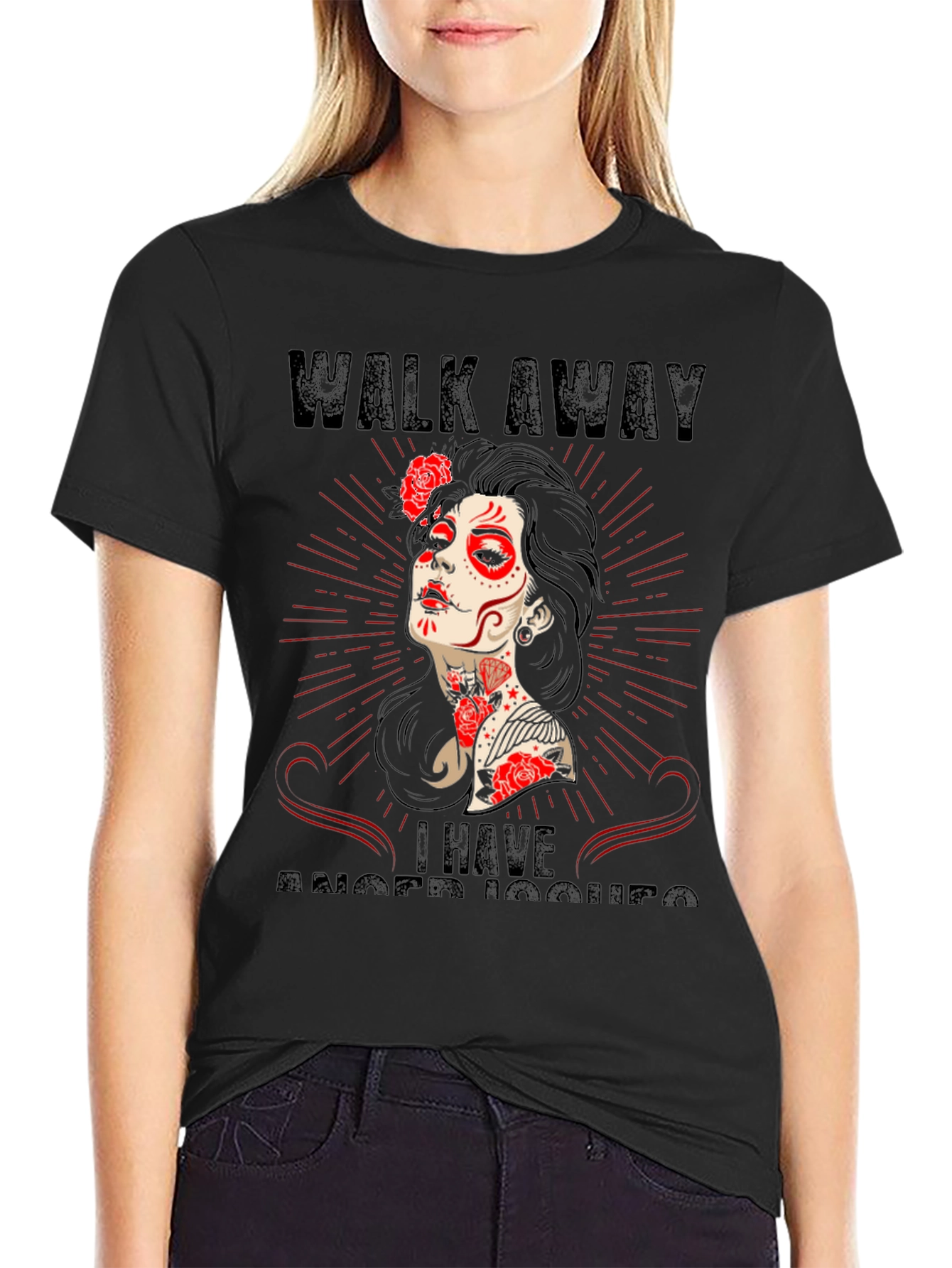 Walk Away Anger Issues Sugar Skull T-Shirt