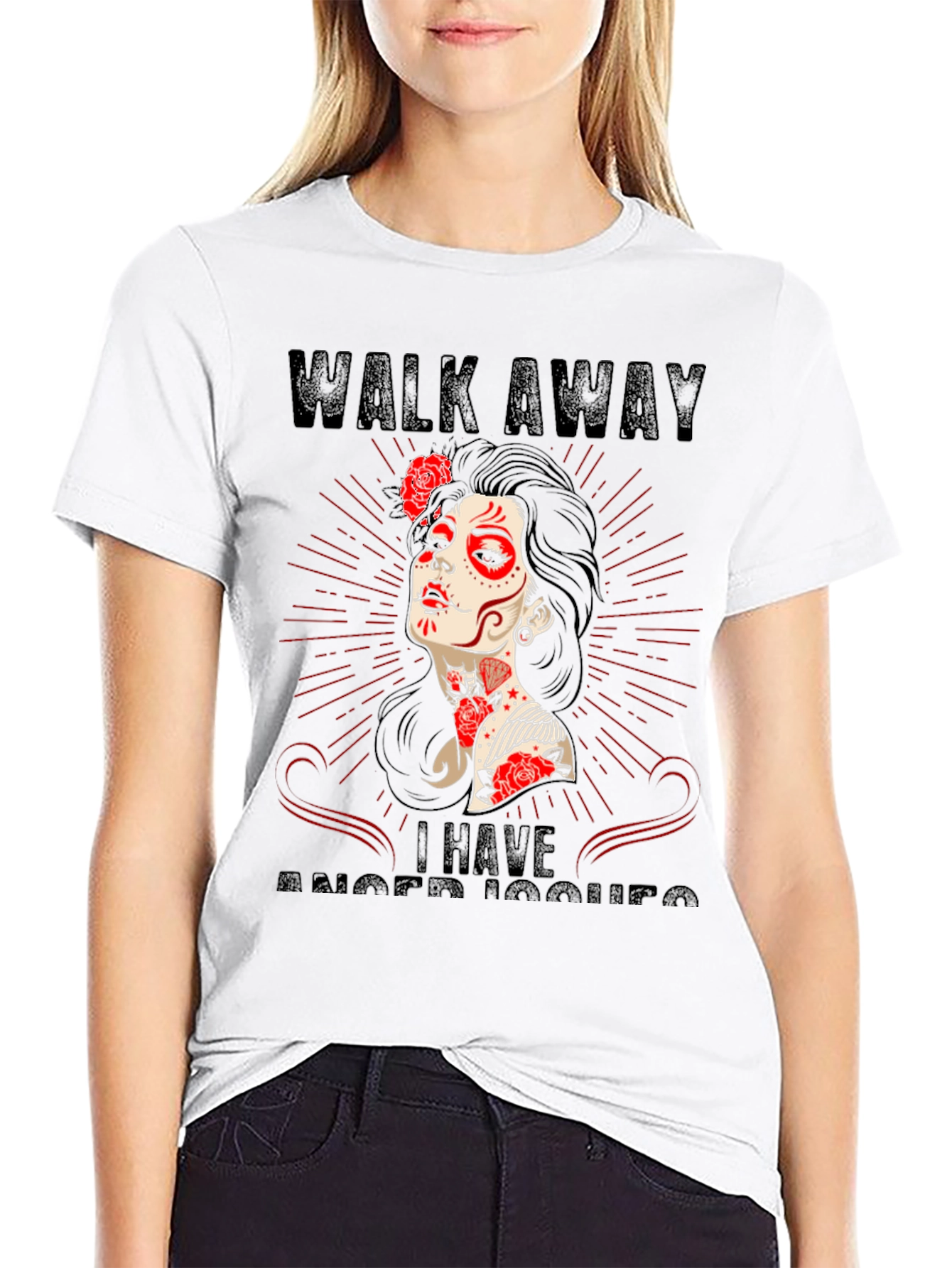 Walk Away Anger Issues Sugar Skull T-Shirt