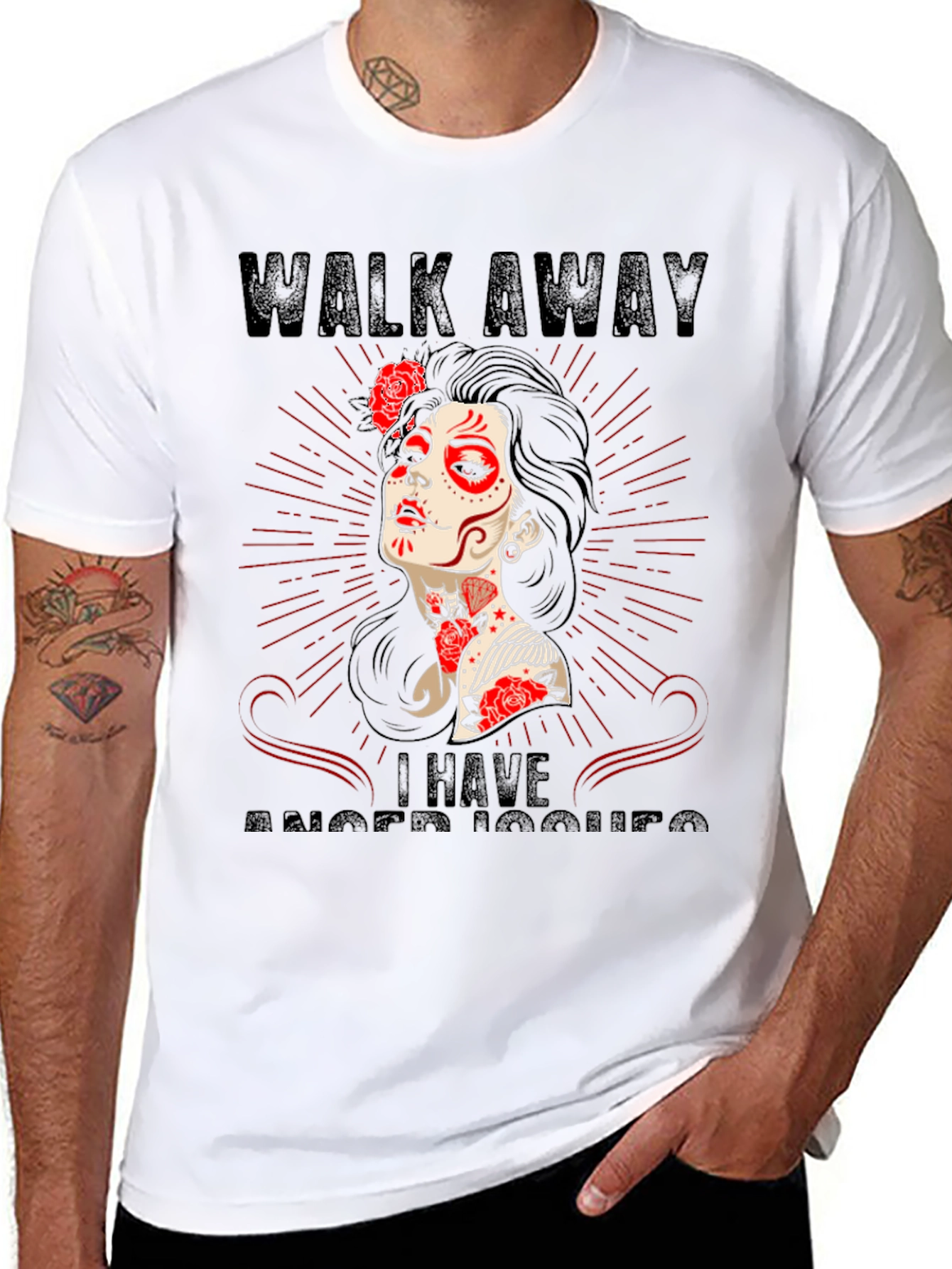 Walk Away Anger Issues Sugar Skull T-Shirt