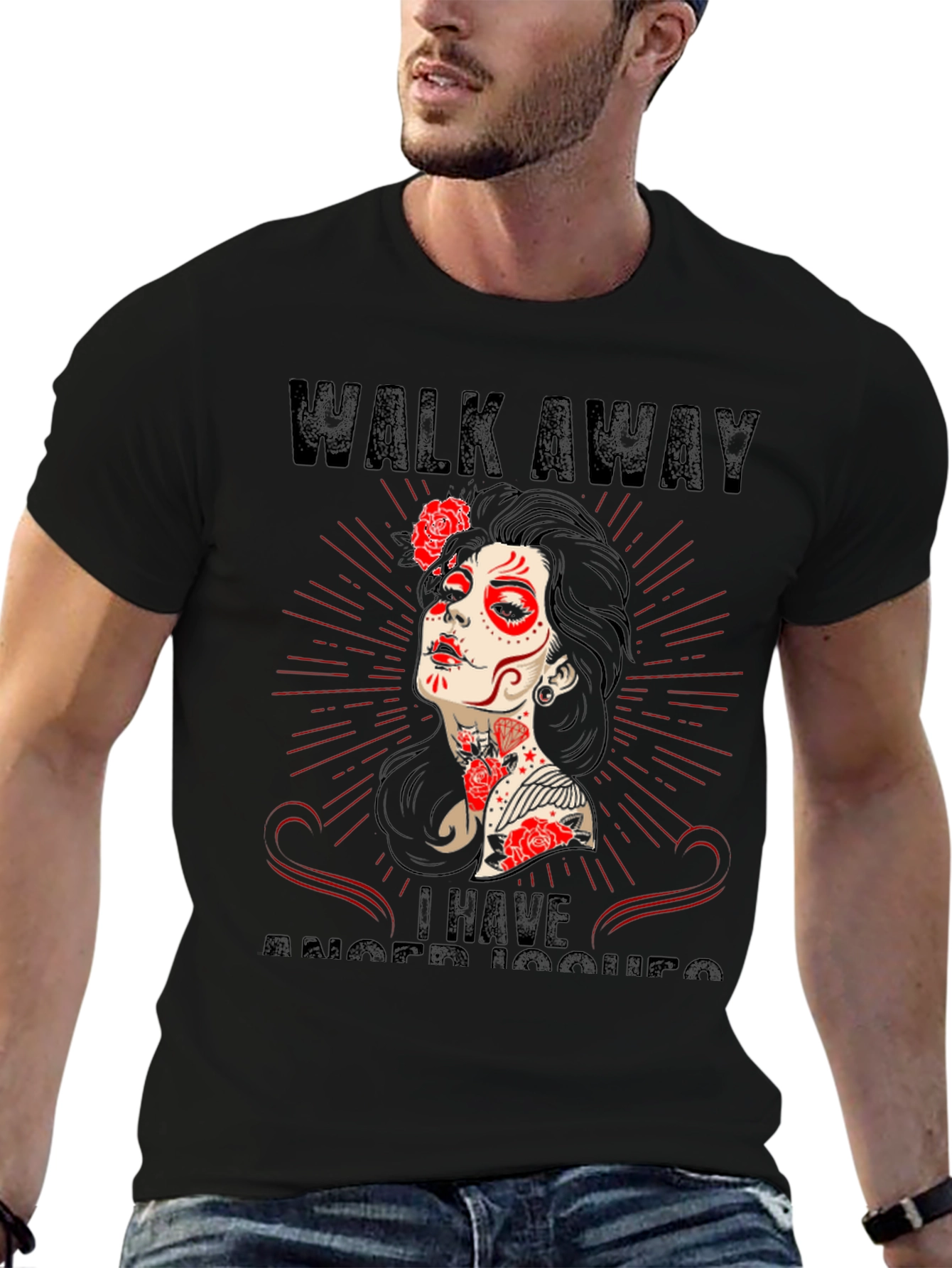 Walk Away Anger Issues Sugar Skull T-Shirt