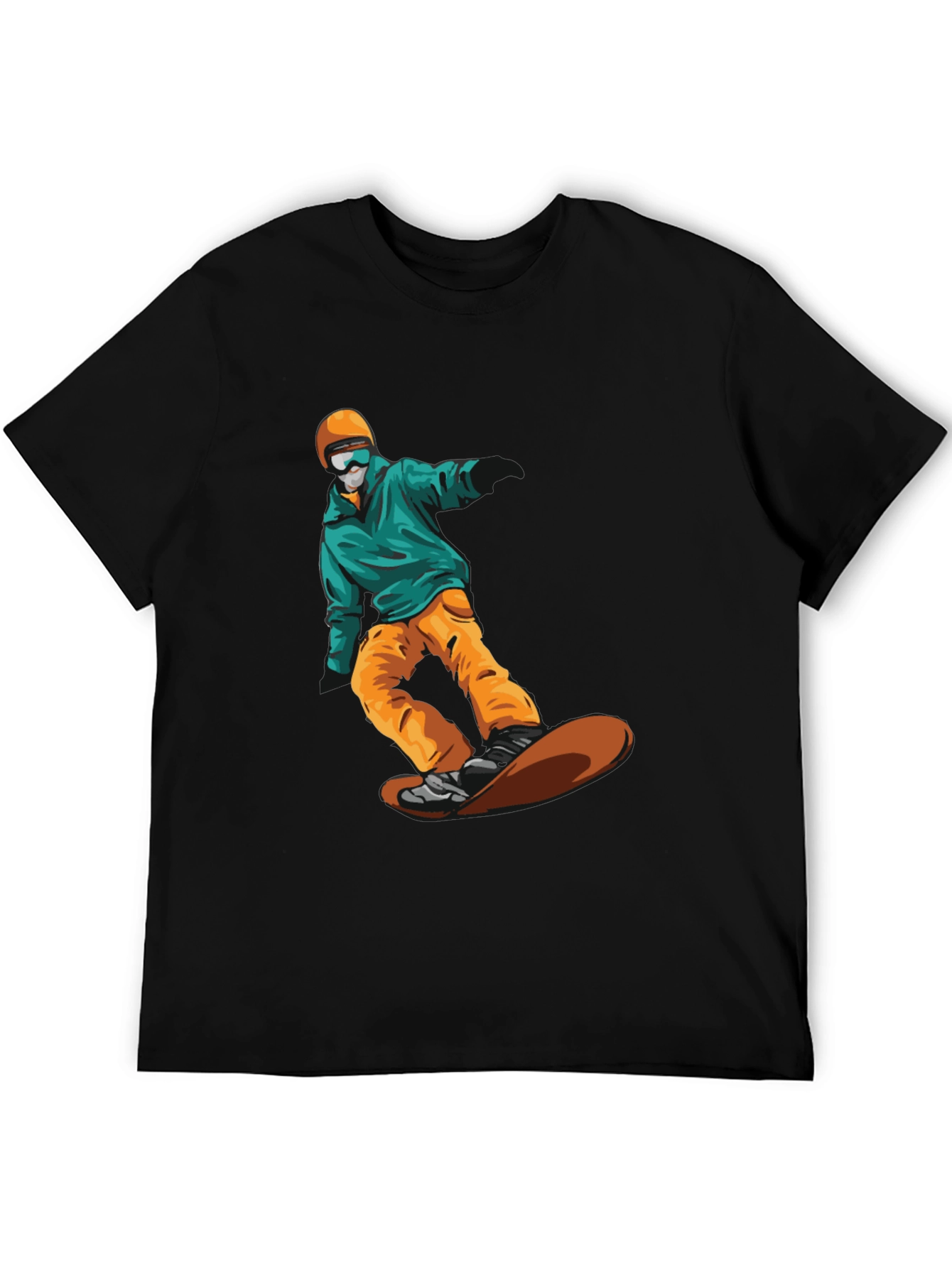 Snowboarder Graphic Tee - Black Cotton T-Shirt