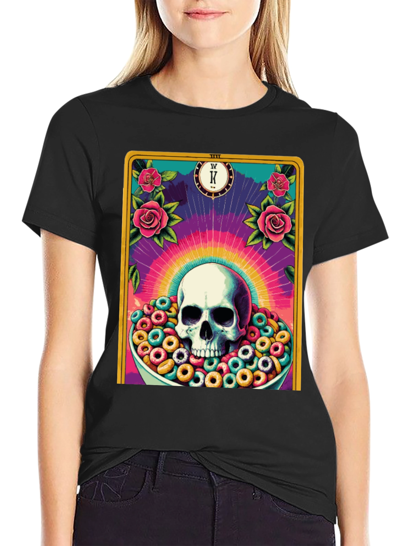 Skull Tarot Card Cereal Bowl Graphic Tee