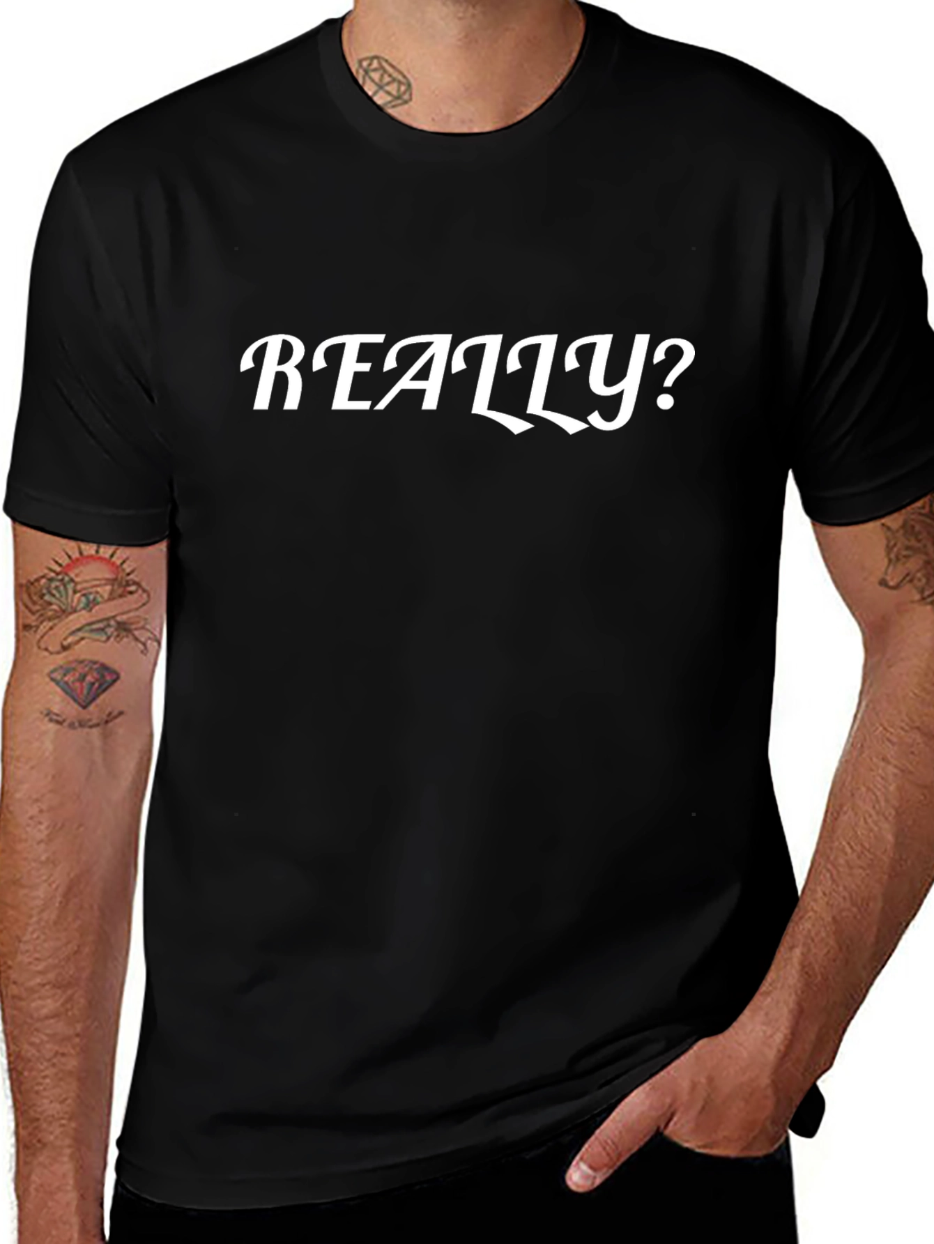 Really? Graphic Tee - Mens Black Cotton T-Shirt