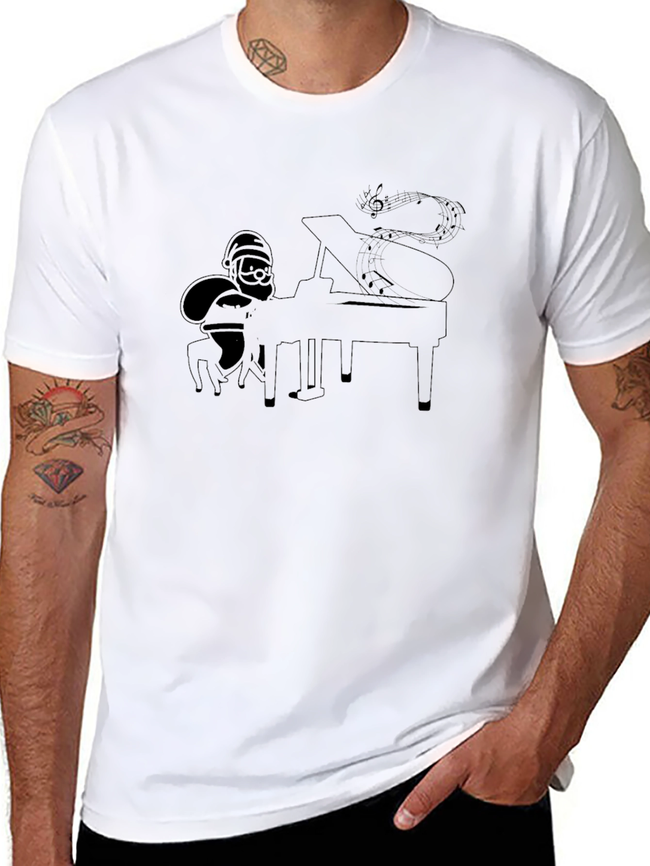 Santa Playing Piano T-Shirt