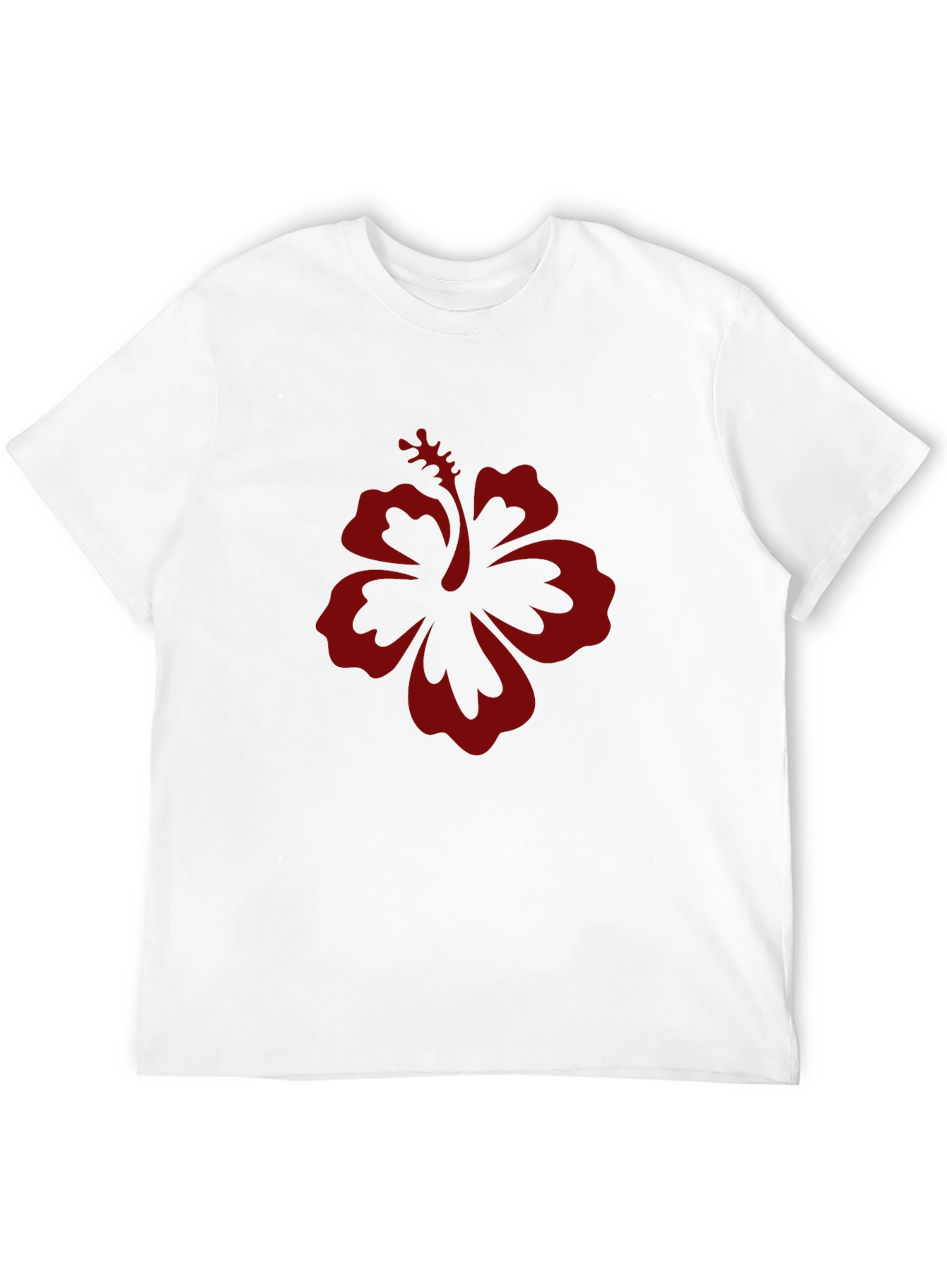 Black T-Shirt with Red Hibiscus Flower Graphic