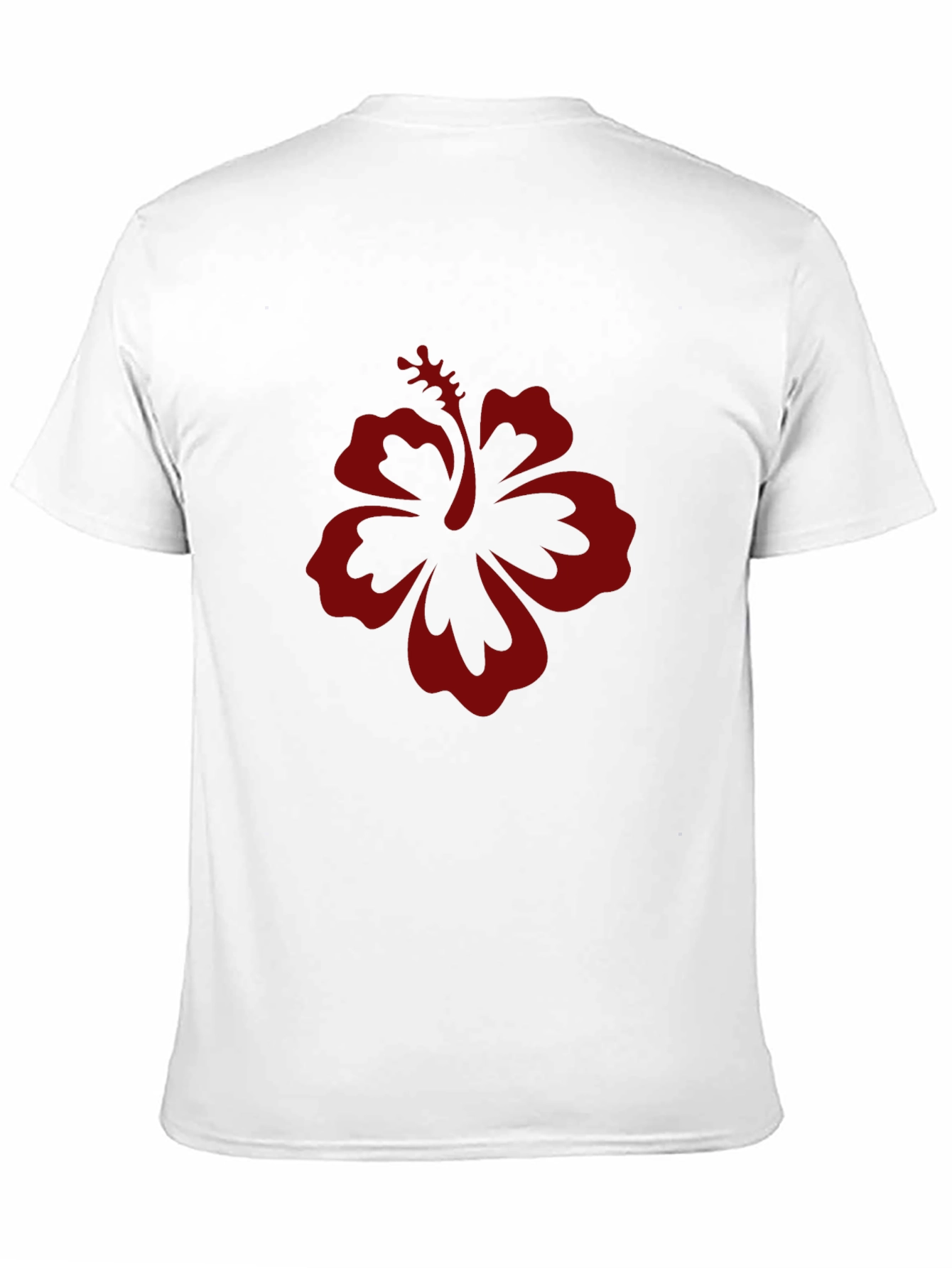 Black T-Shirt with Red Hibiscus Flower Graphic