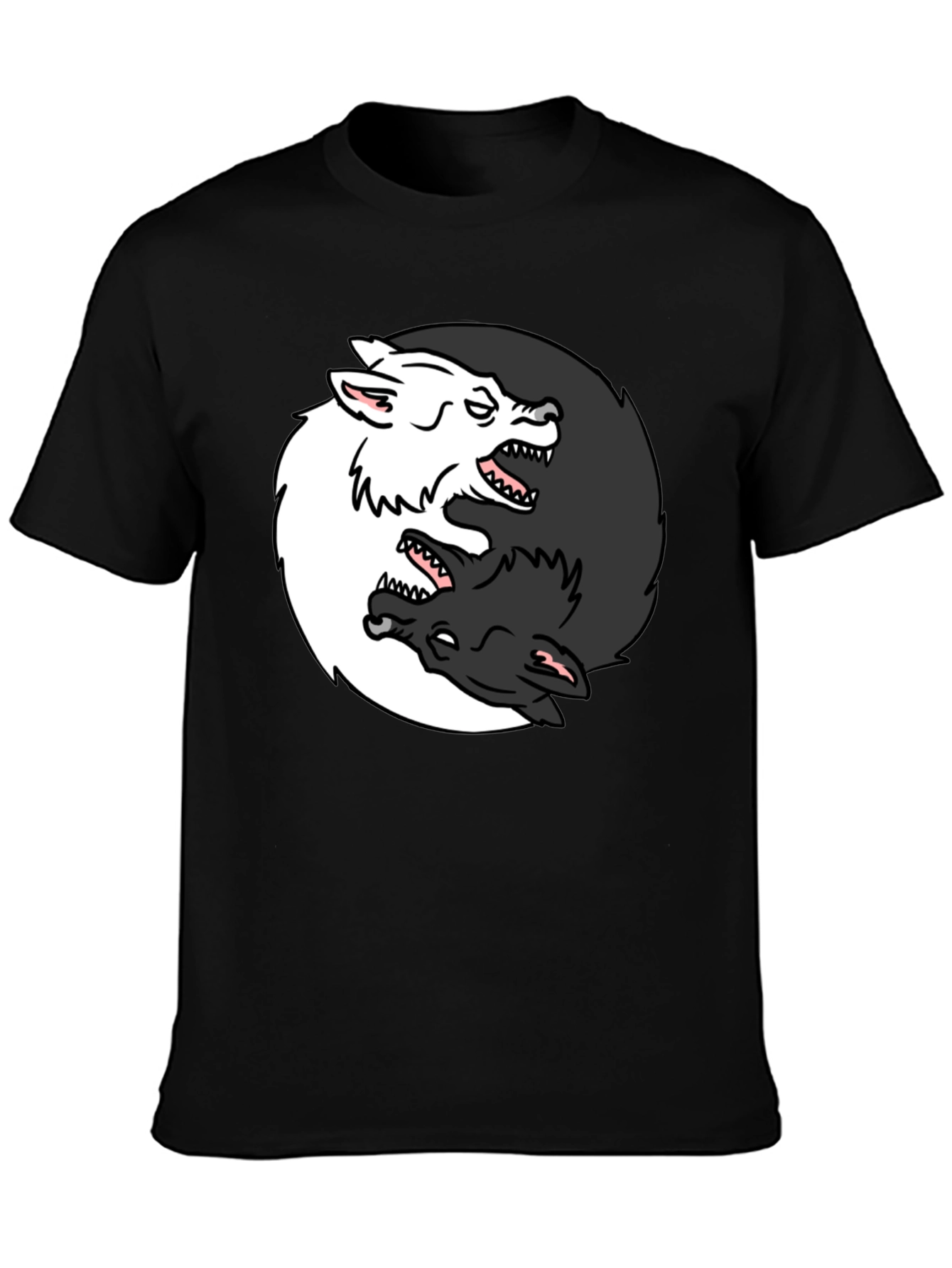 Yin Yang Wolves Graphic Tee - Black