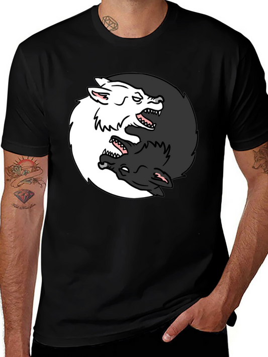 Yin Yang Wolves Graphic Tee - Black