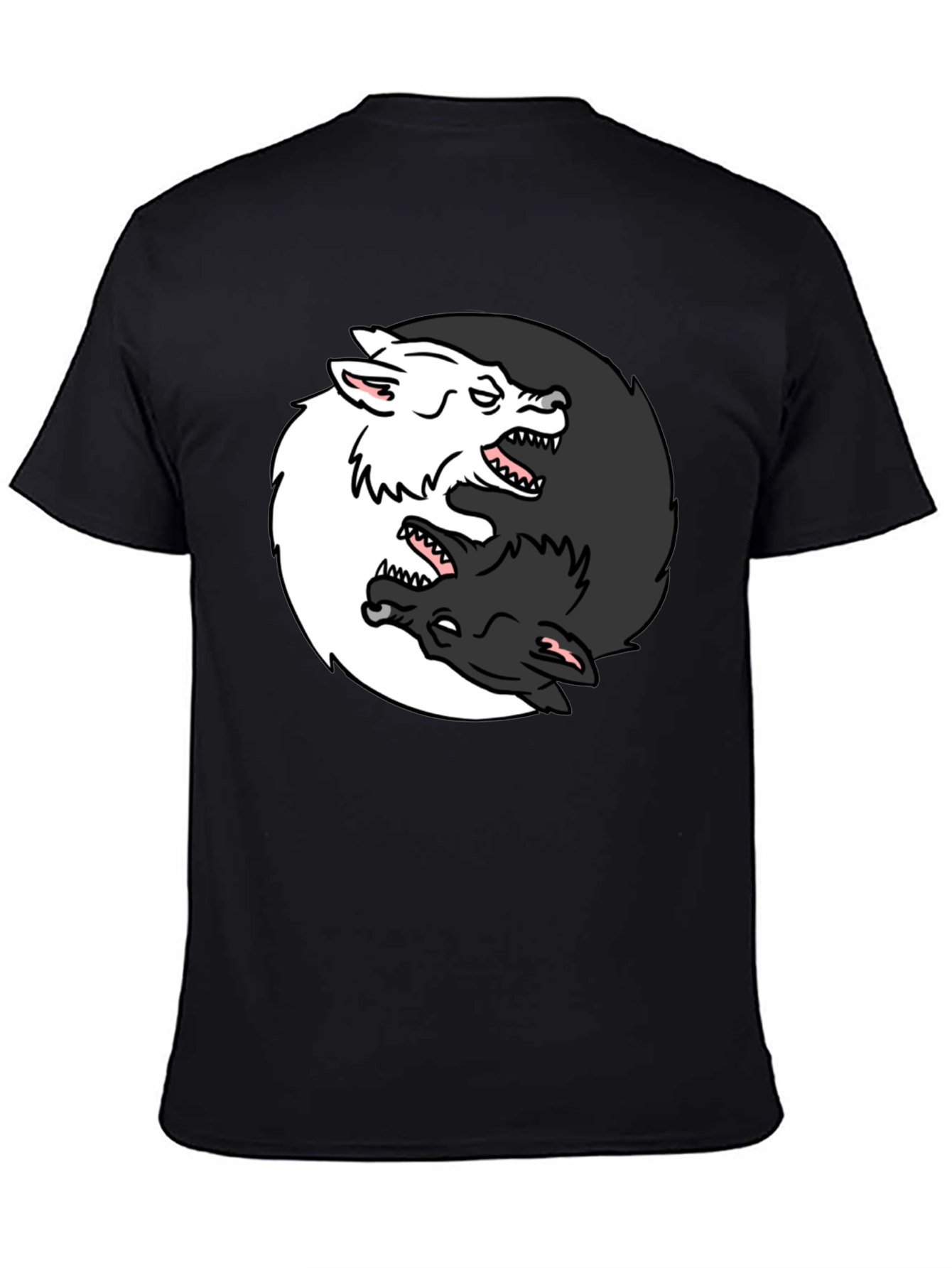 Yin Yang Wolves Graphic Tee - Black