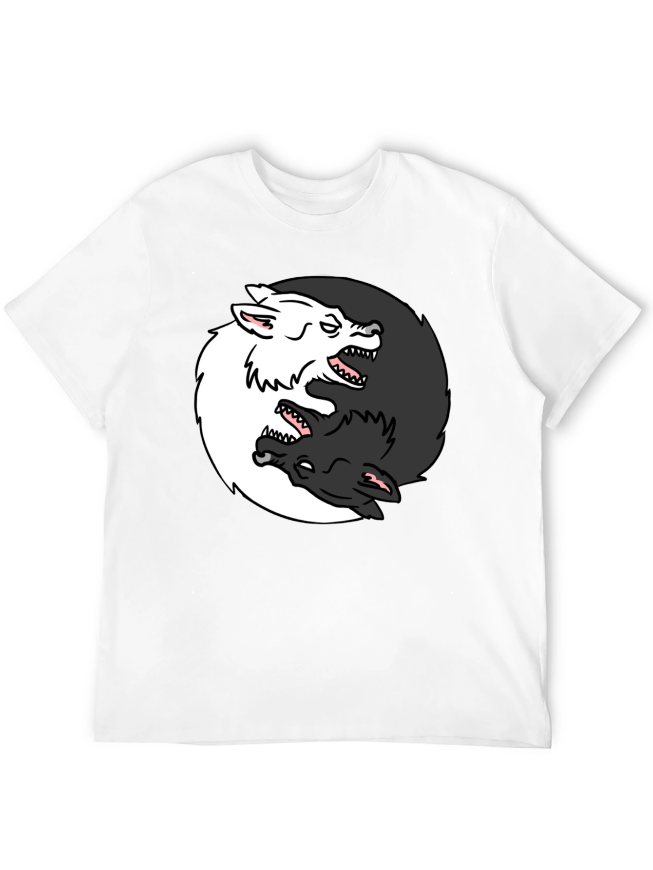 Yin Yang Wolves Graphic Tee - Black