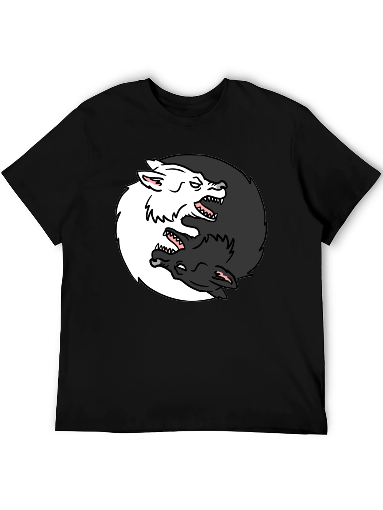 Yin Yang Wolves Graphic Tee - Black