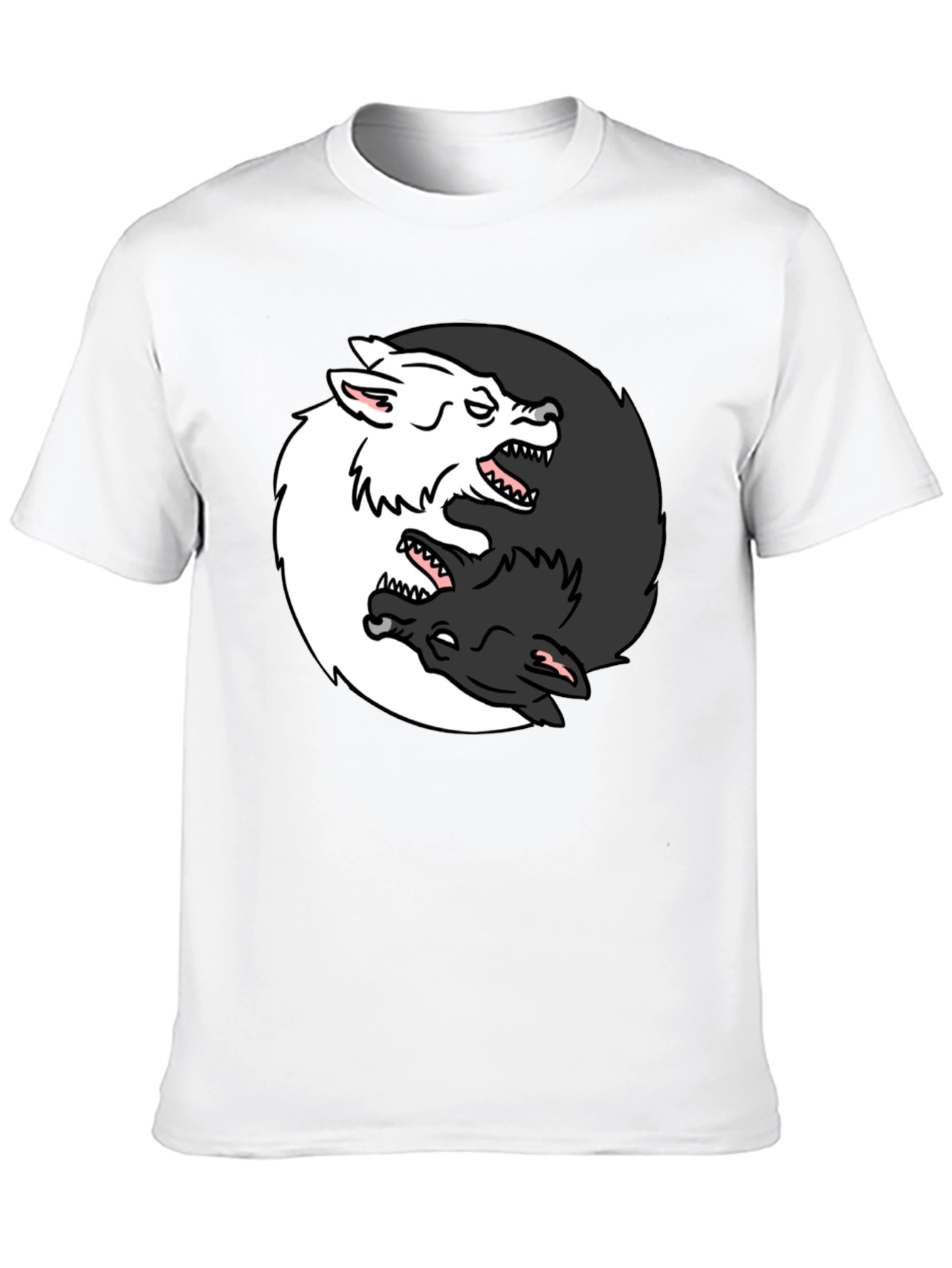 Yin Yang Wolves Graphic Tee - Black