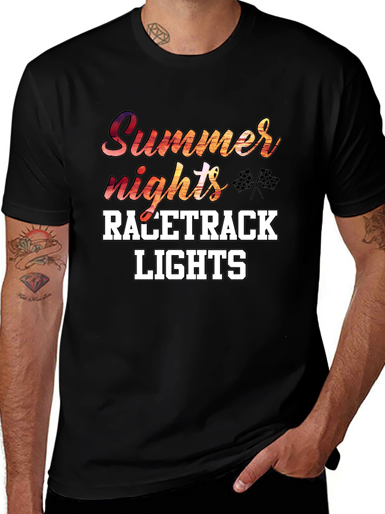 Summer Nights Race Track Lights Graphic Tee