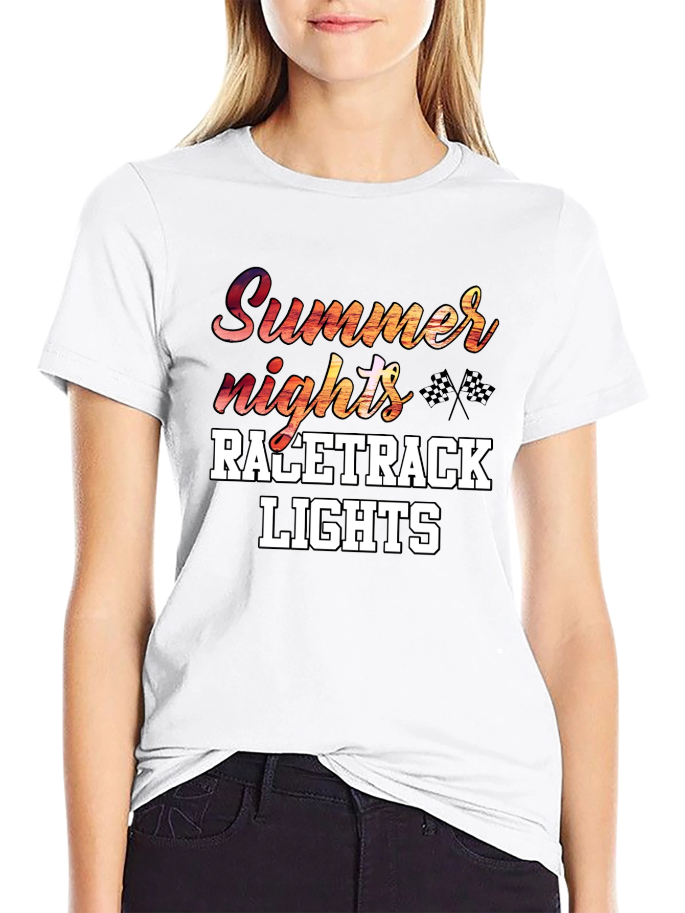 Summer Nights Race Track Lights Graphic Tee