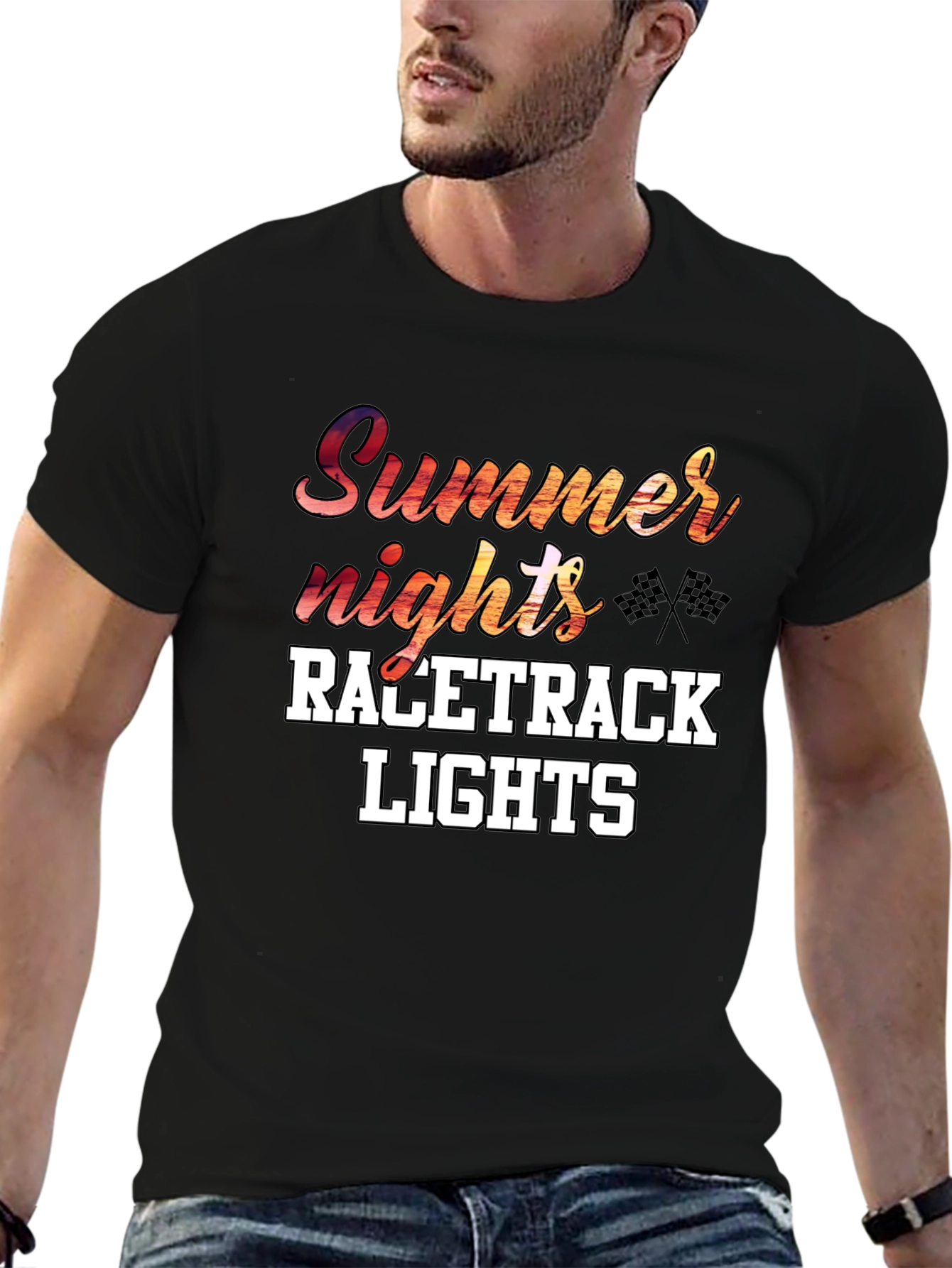 Summer Nights Race Track Lights Graphic Tee