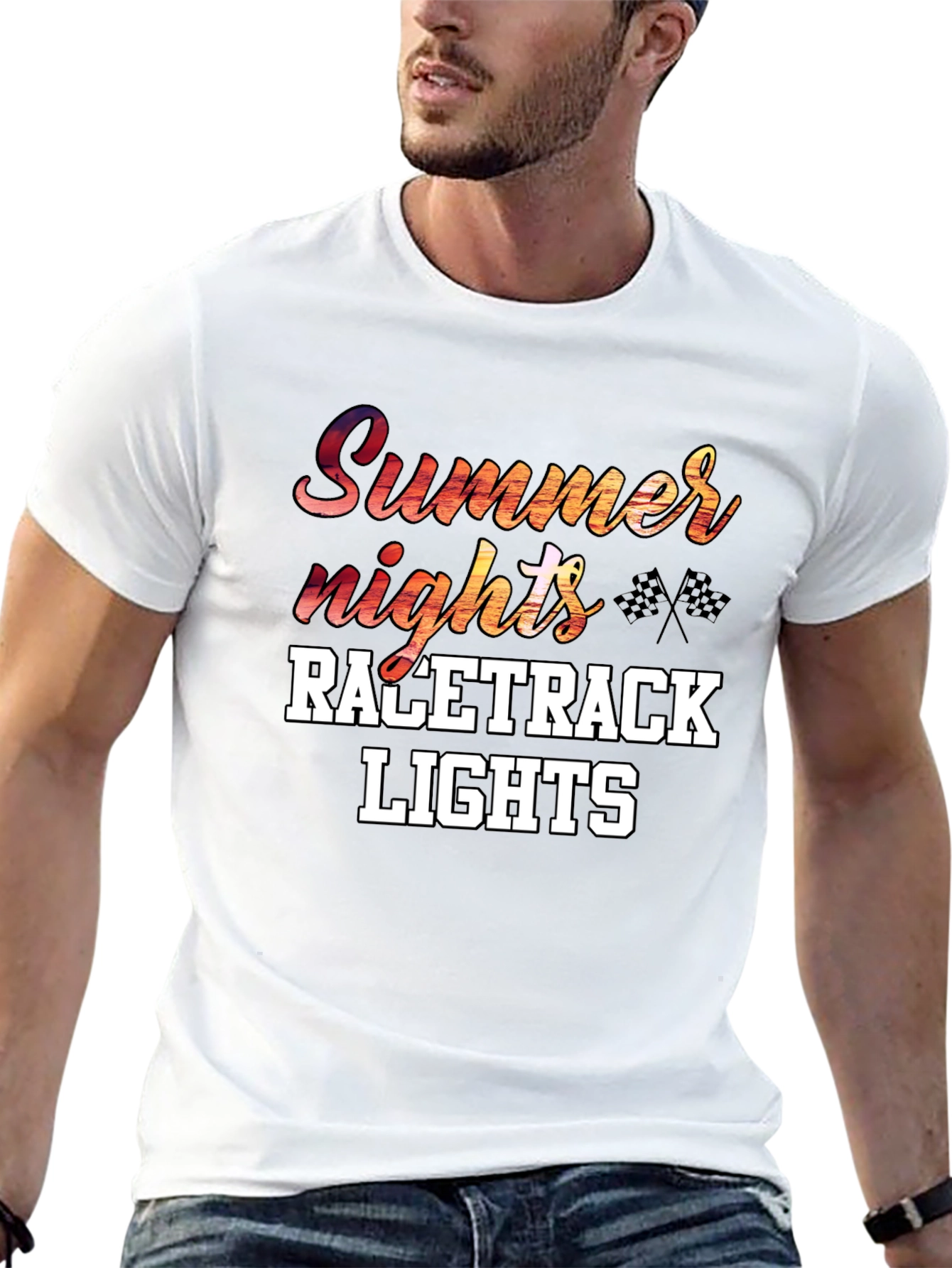 Summer Nights Race Track Lights Graphic Tee