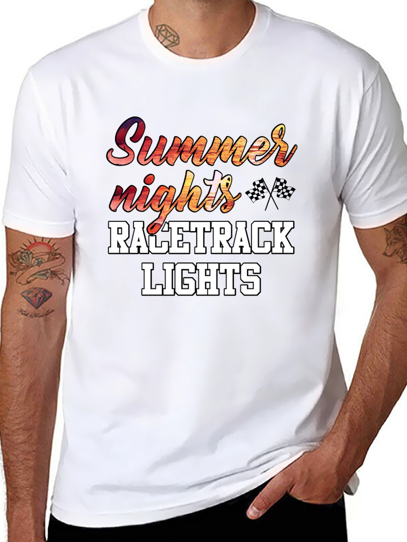 Summer Nights Race Track Lights Graphic Tee