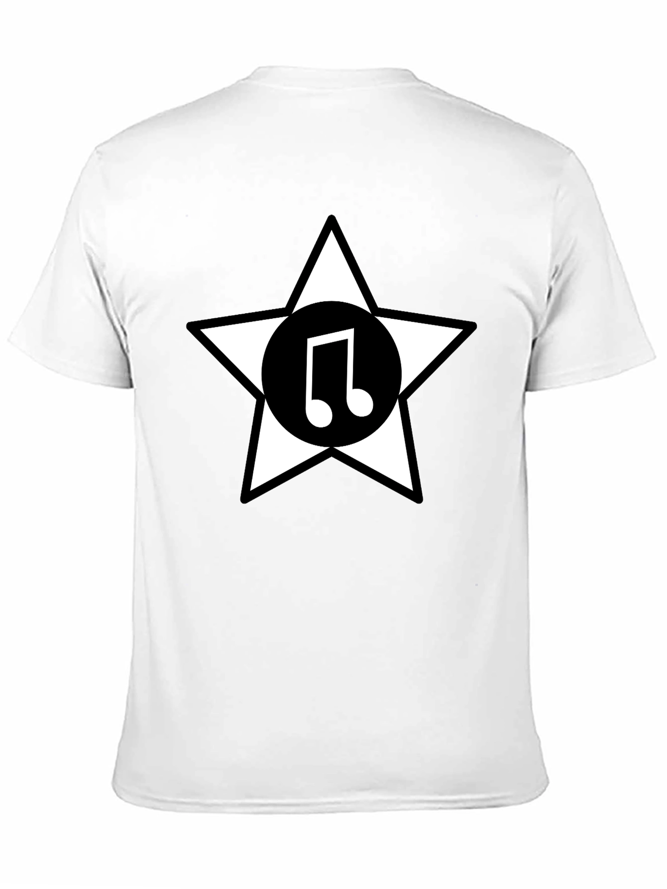Star Music Note Graphic Tee - Black Cotton