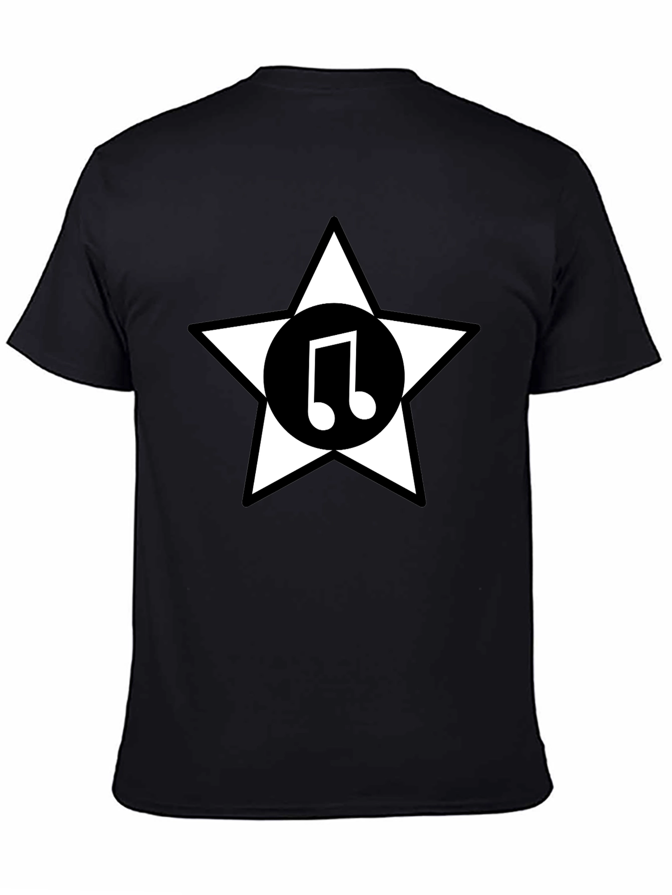 Star Music Note Graphic Tee - Black Cotton