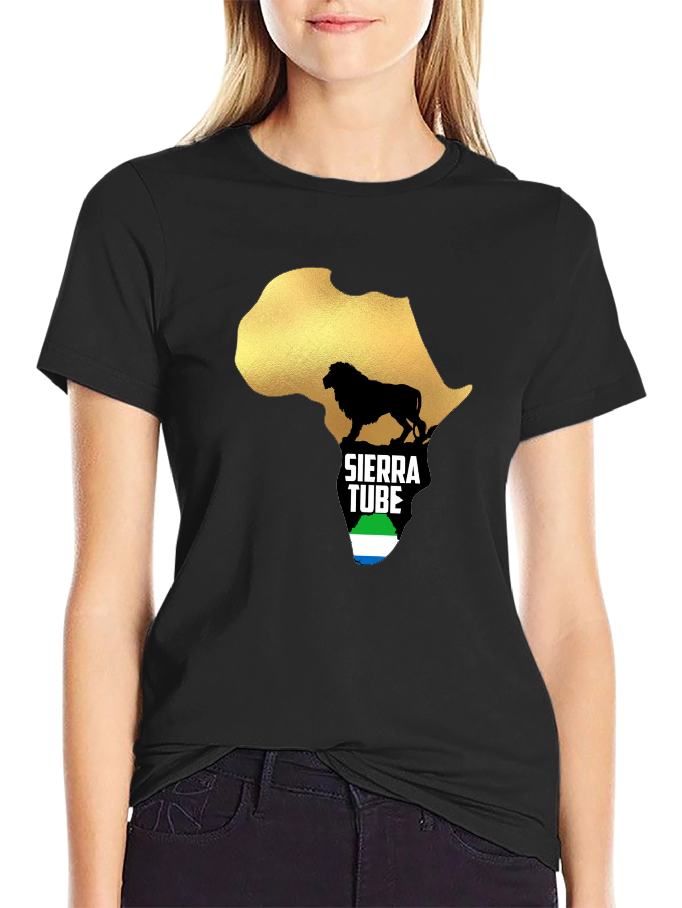 Sierra Leone Pride T-Shirt Africa Lion Design