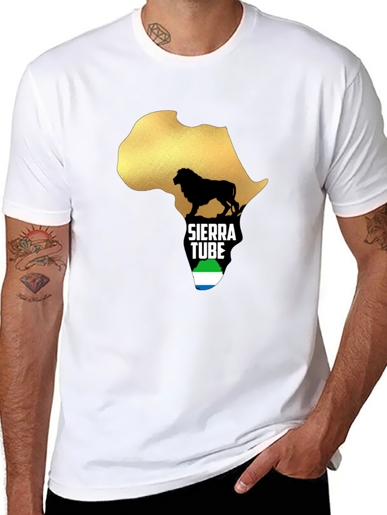 Sierra Leone Pride T-Shirt Africa Lion Design