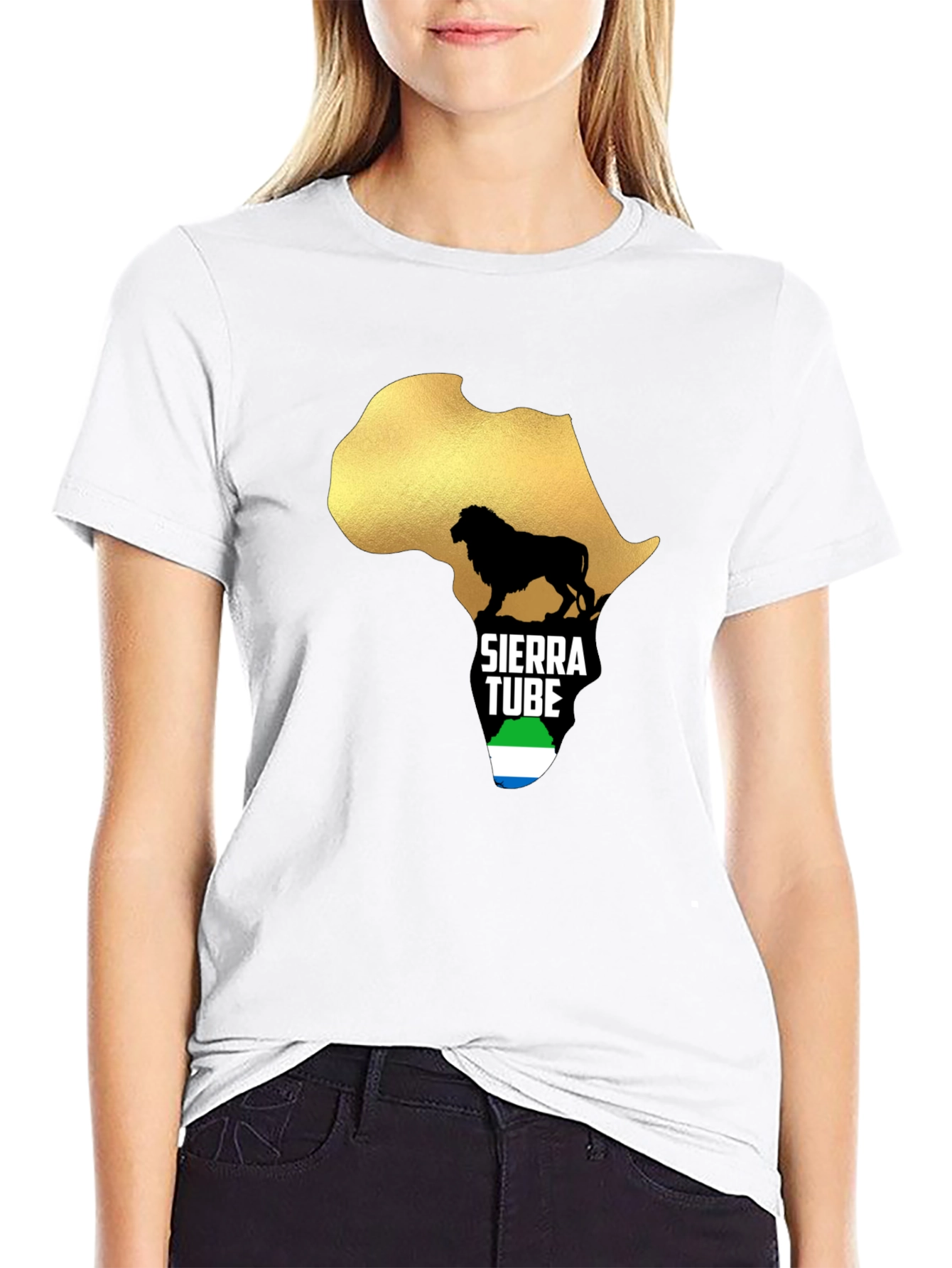 Sierra Leone Pride T-Shirt Africa Lion Design