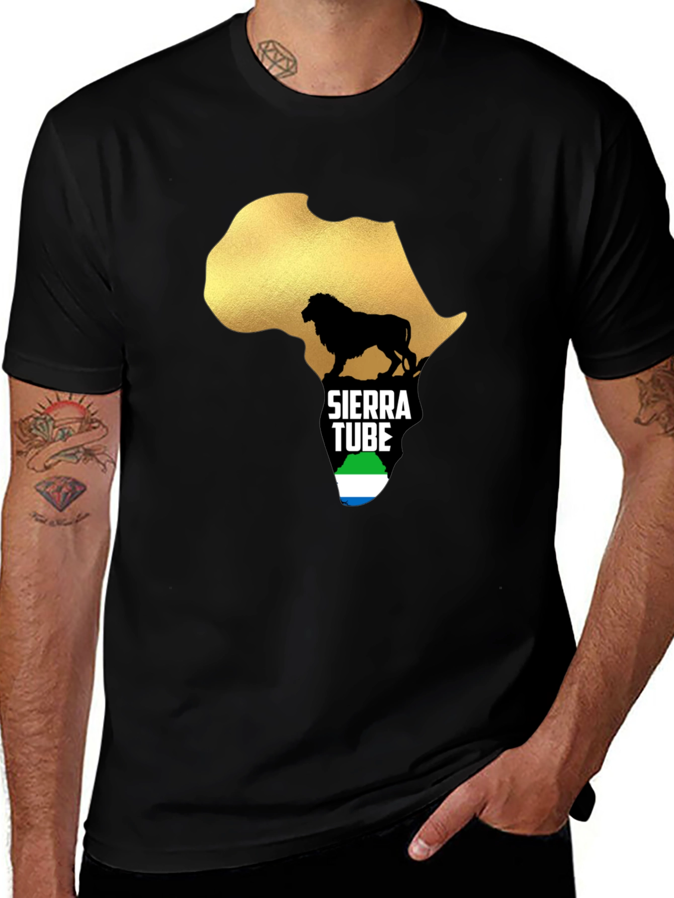 Sierra Leone Pride T-Shirt Africa Lion Design