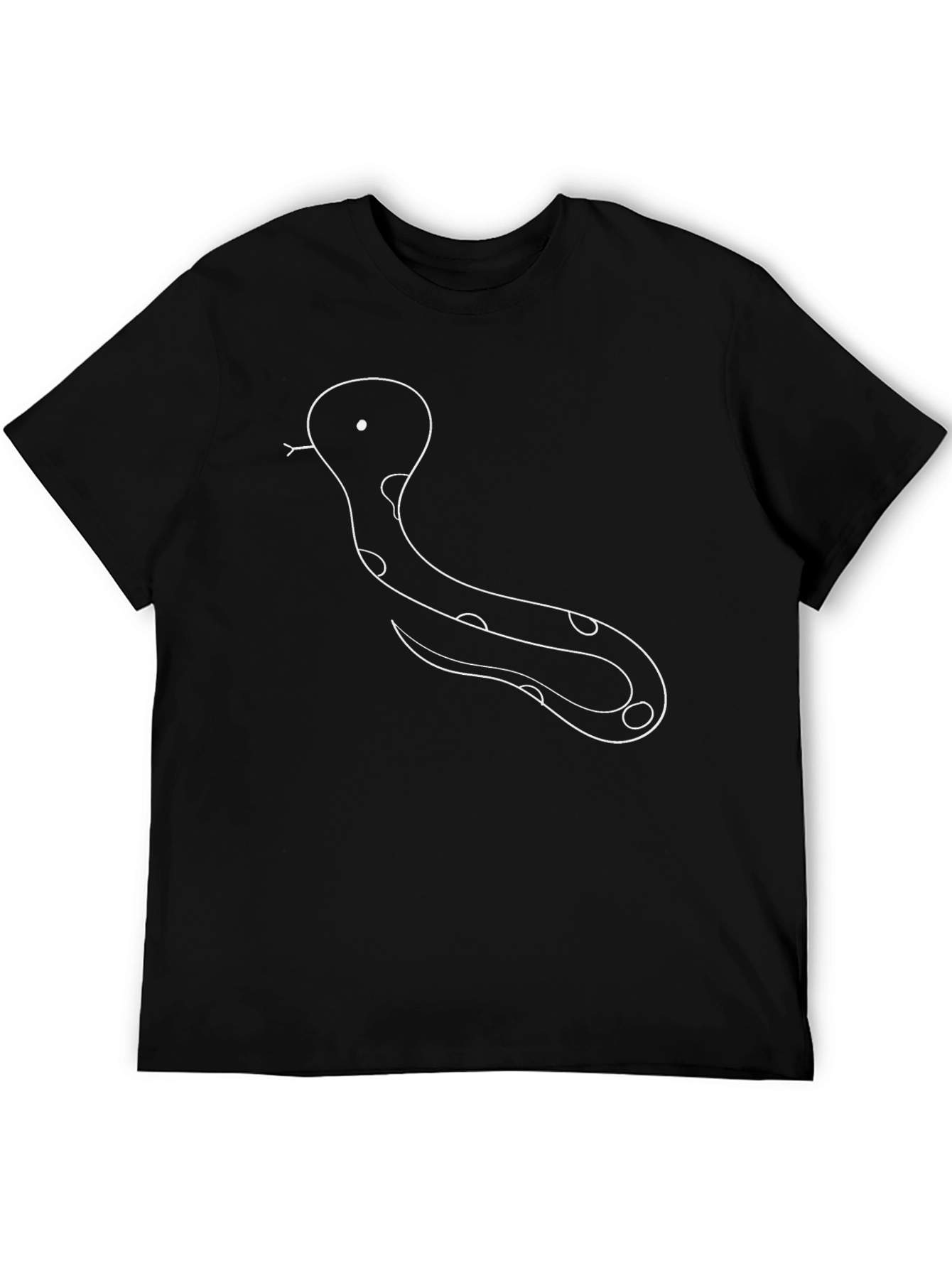 Black Snake Outline Tee - Quirky Graphic Print