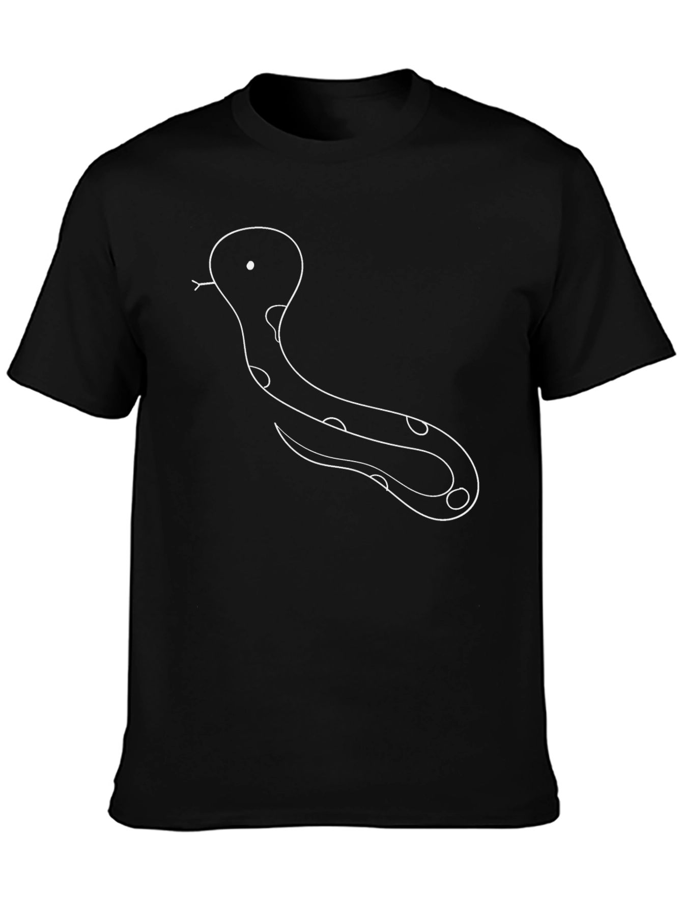 Black Snake Outline Tee - Quirky Graphic Print