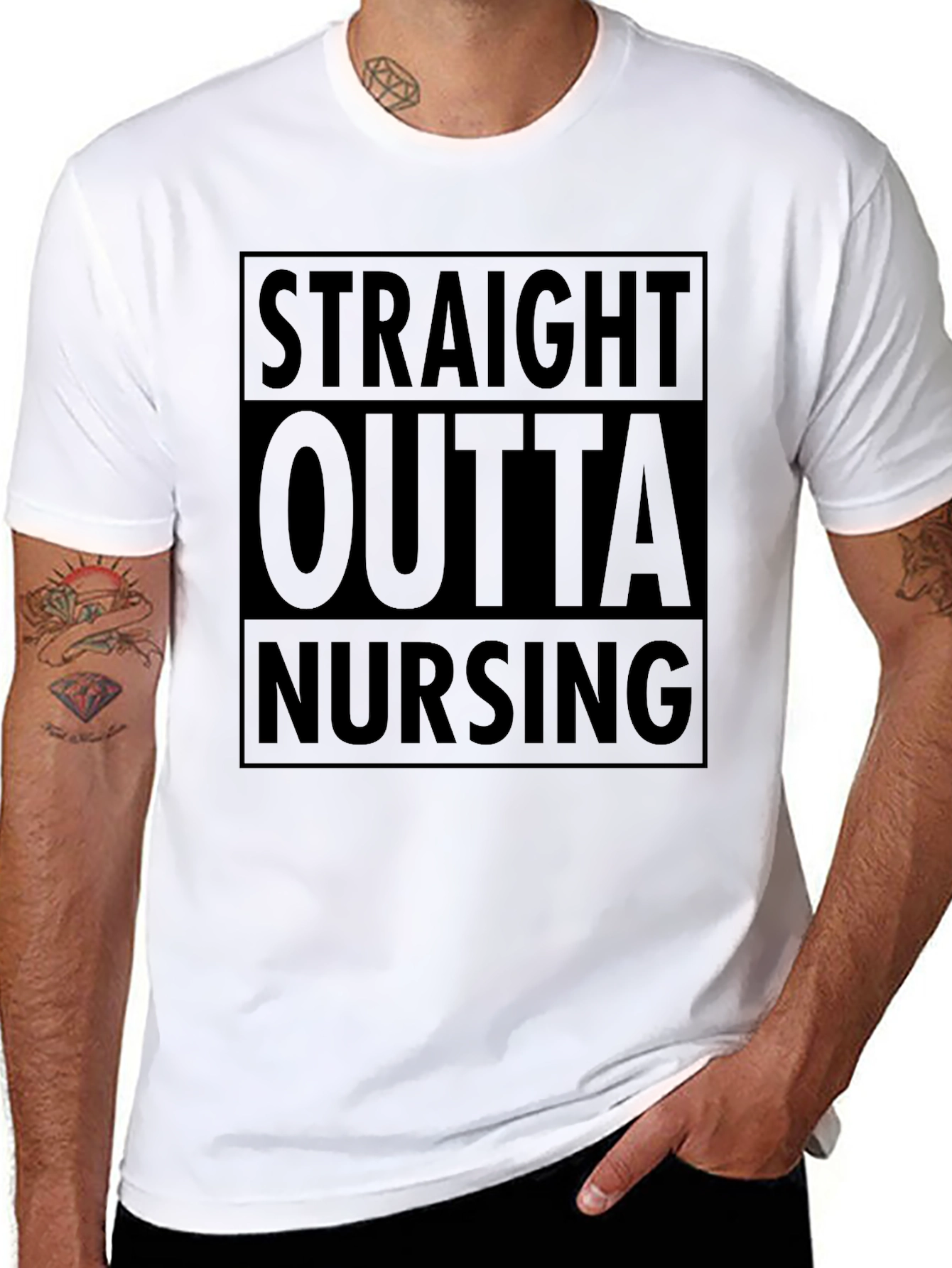 Straight Outta Nursing Black Graphic Tee