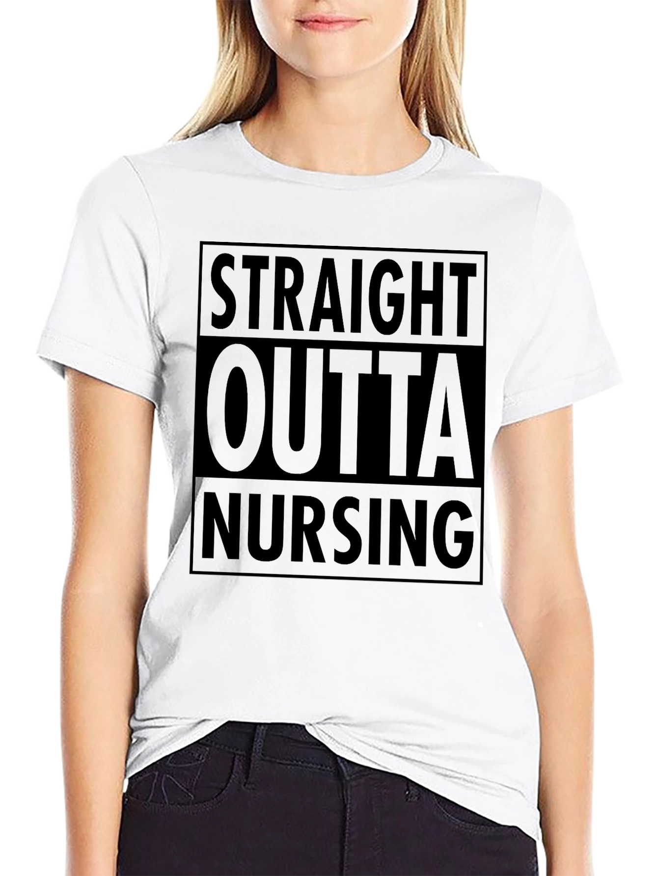 Straight Outta Nursing Black Graphic Tee