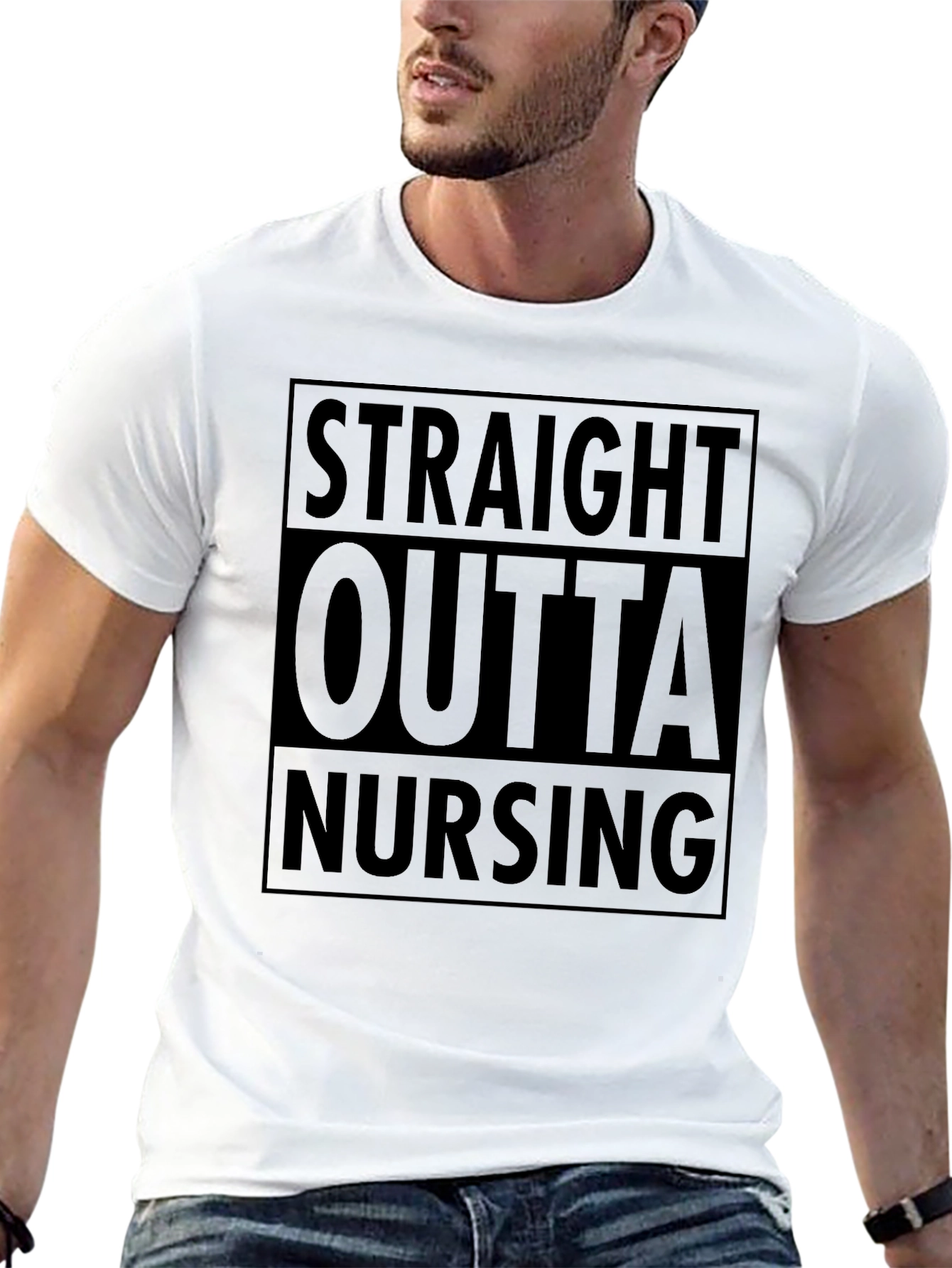 Straight Outta Nursing Black Graphic Tee