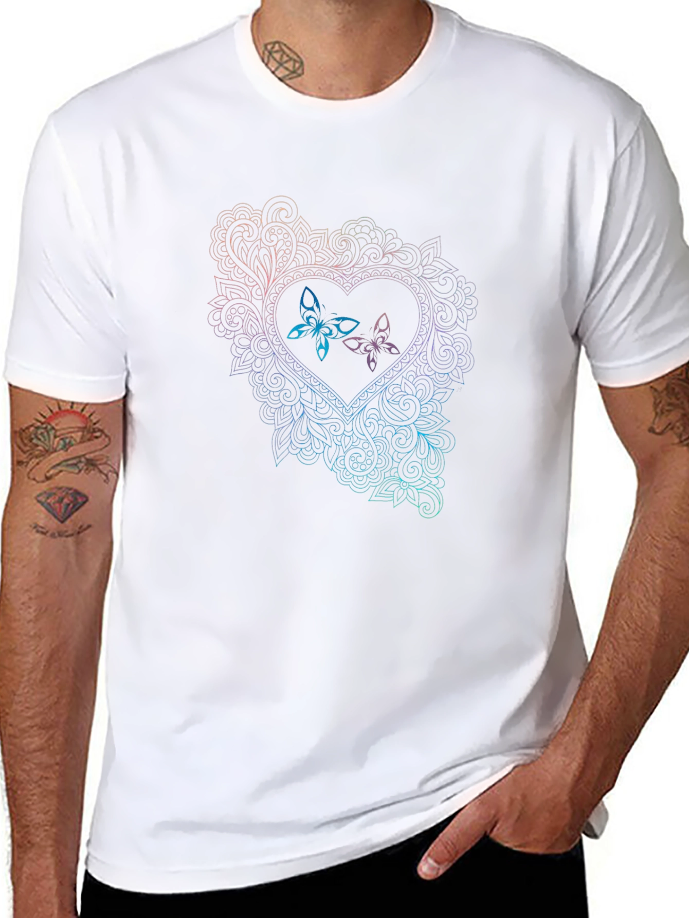 Butterfly Heart Graphic Tee - Black