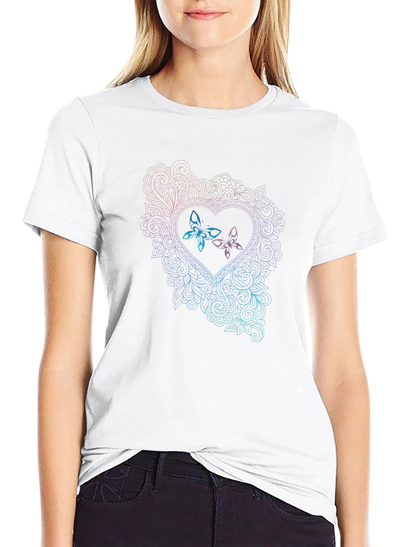 Butterfly Heart Graphic Tee - Black