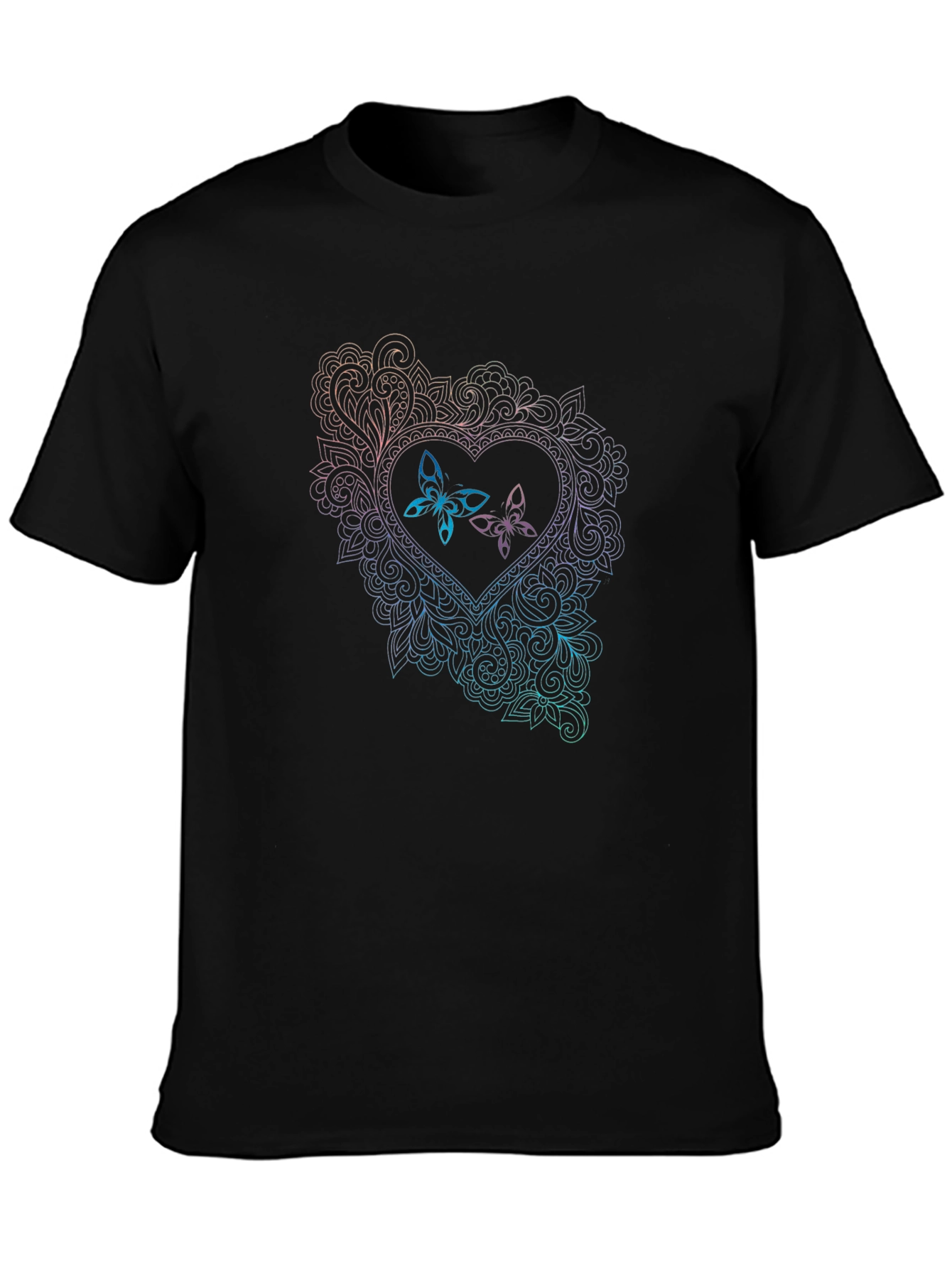 Butterfly Heart Graphic Tee - Black