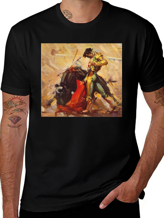 Bullfight Art T-Shirt - Stylish Black Tee